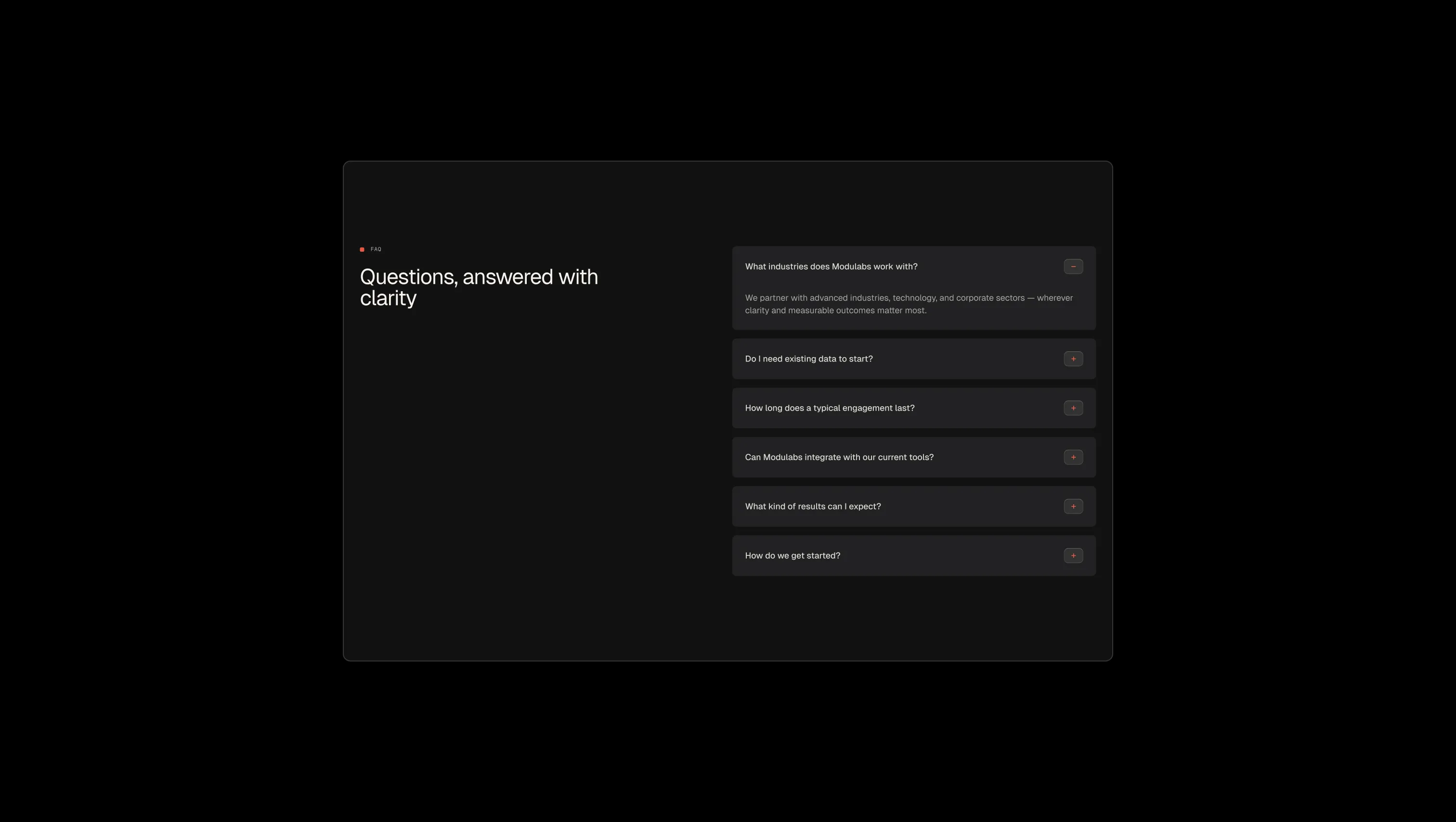 FAQ Section with Expandable Tabs