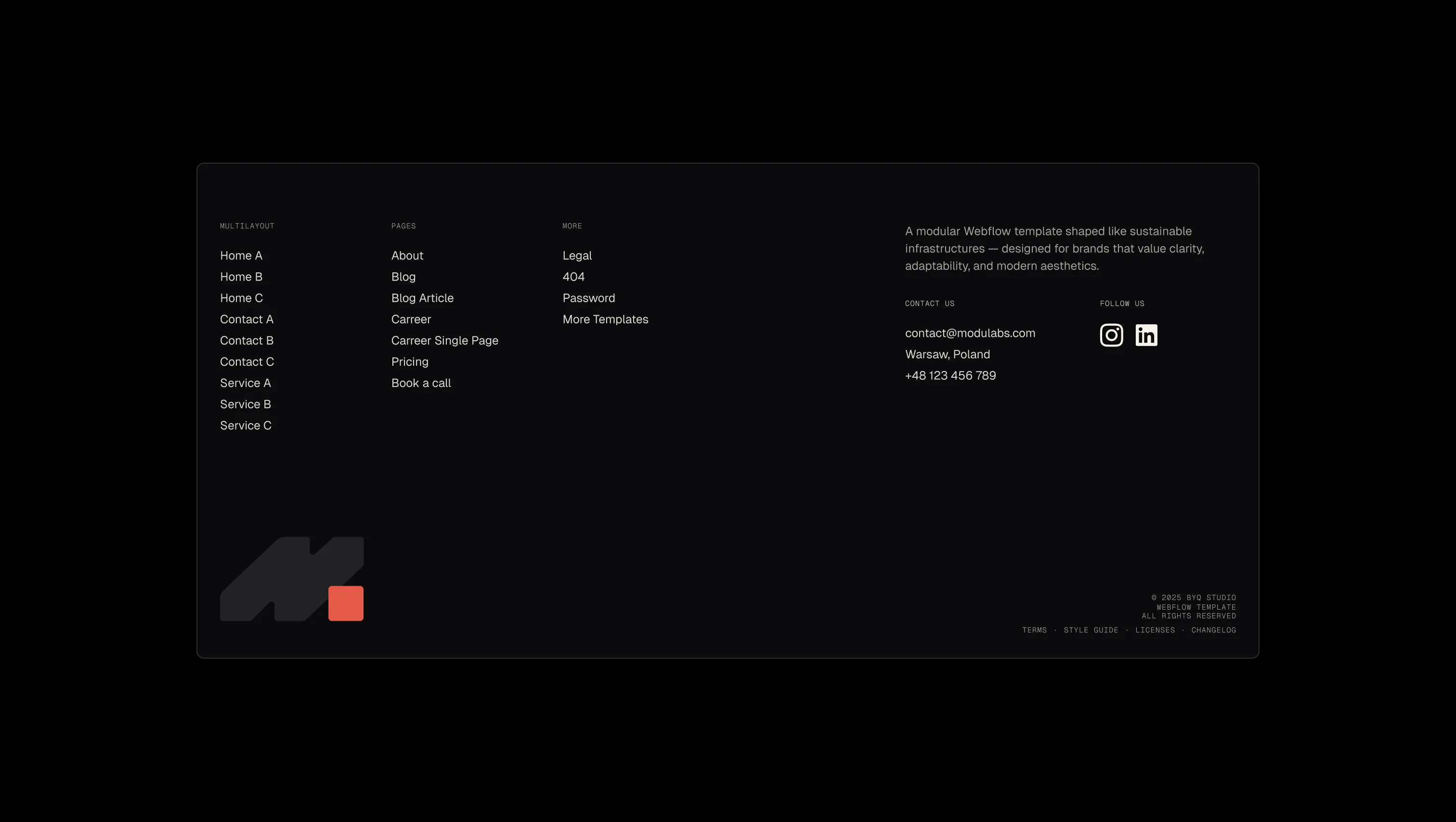 Multi Column Footer Layout