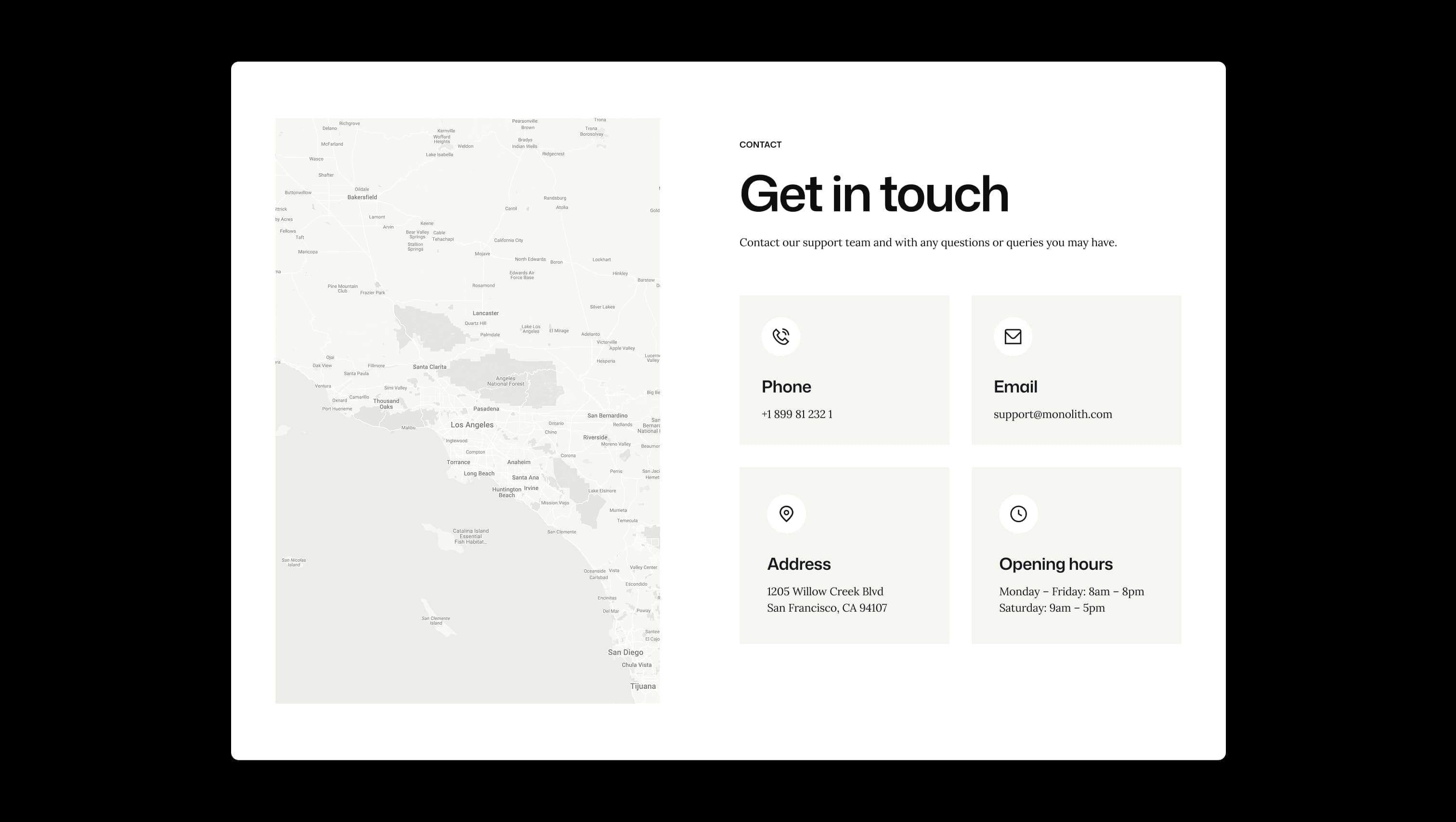 Contact Info Map Layout