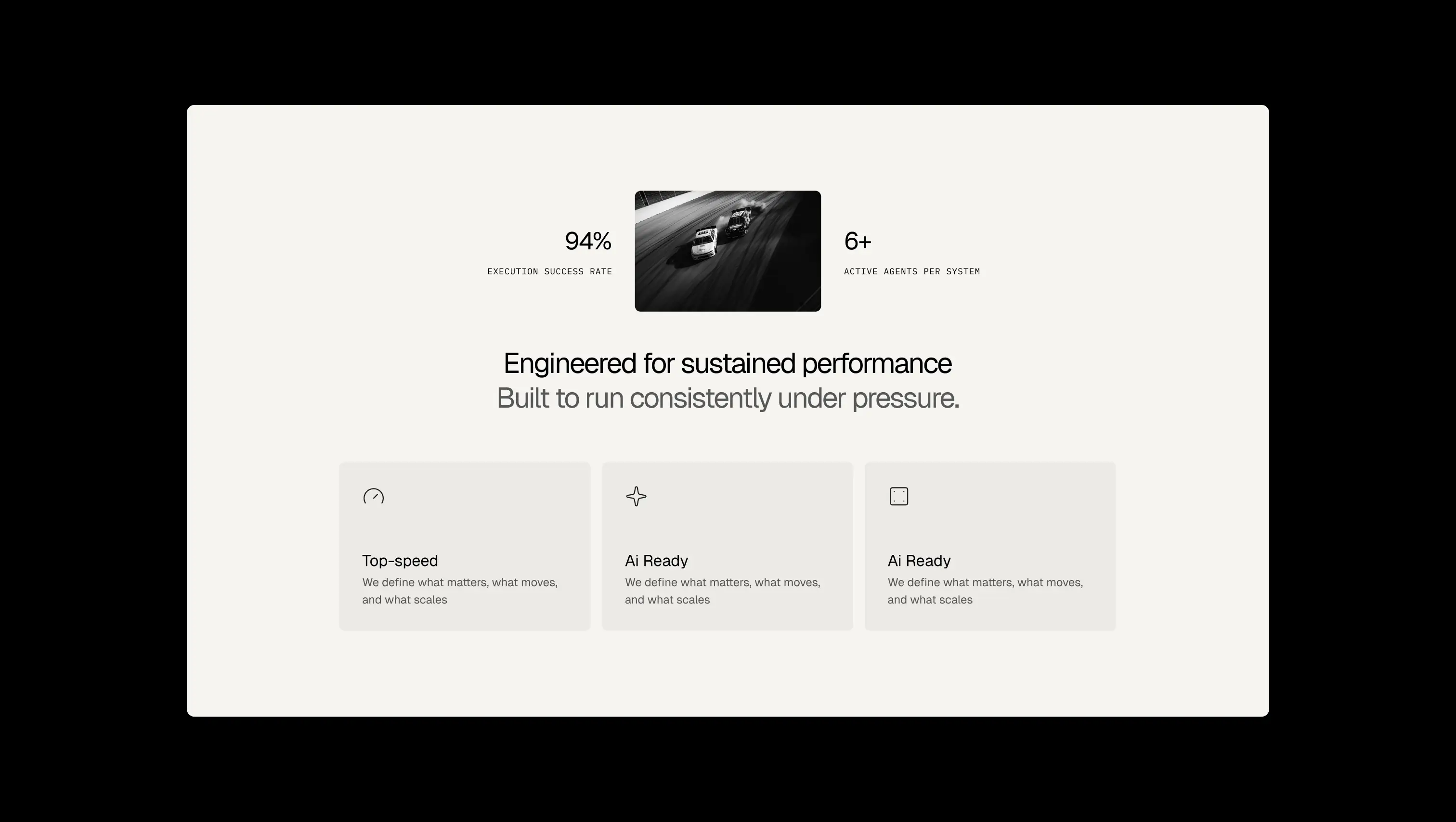 Stats, Headline, and Feature Cards Grid