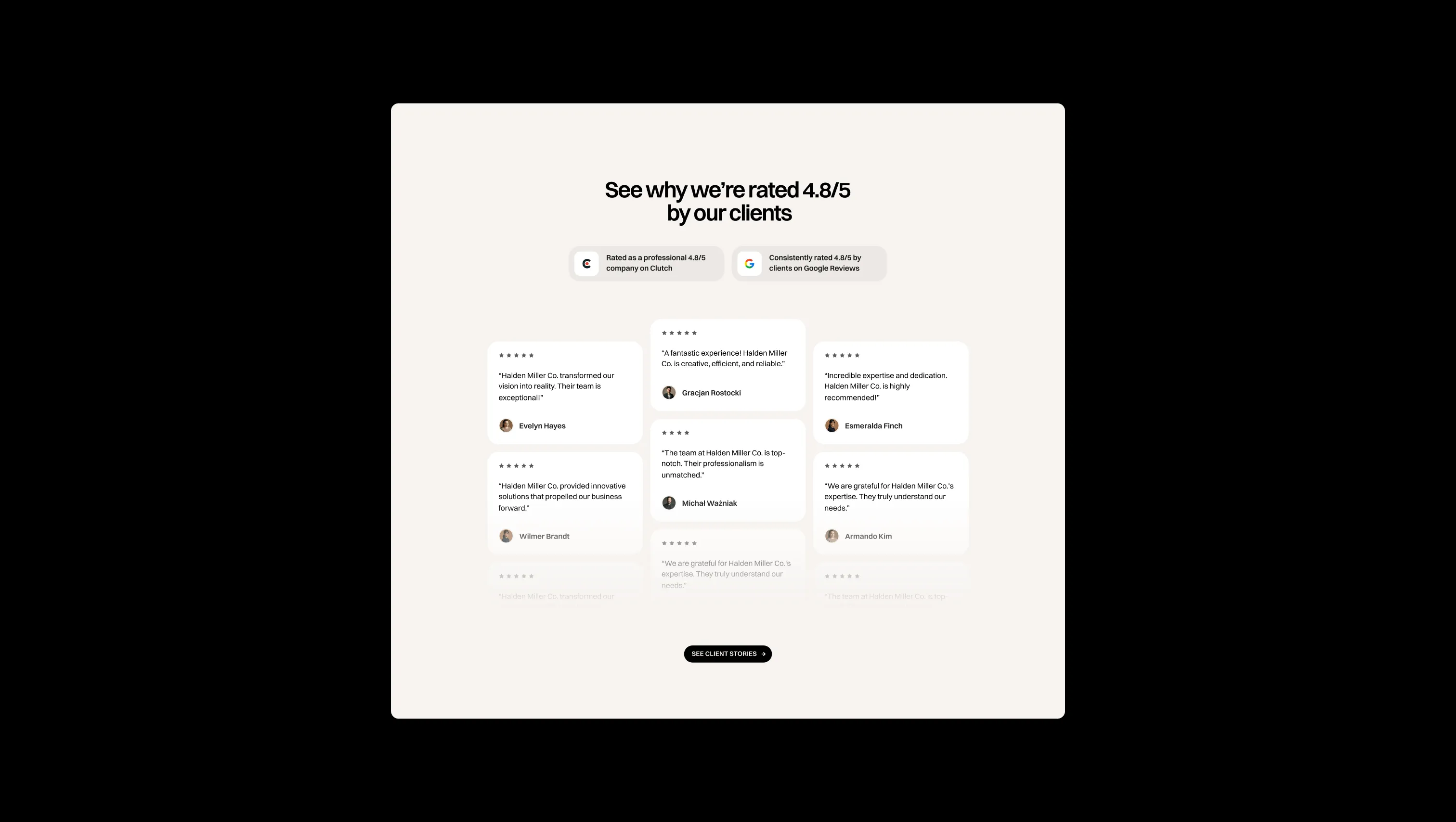 Rated & Reviewed Testimonials Marquee