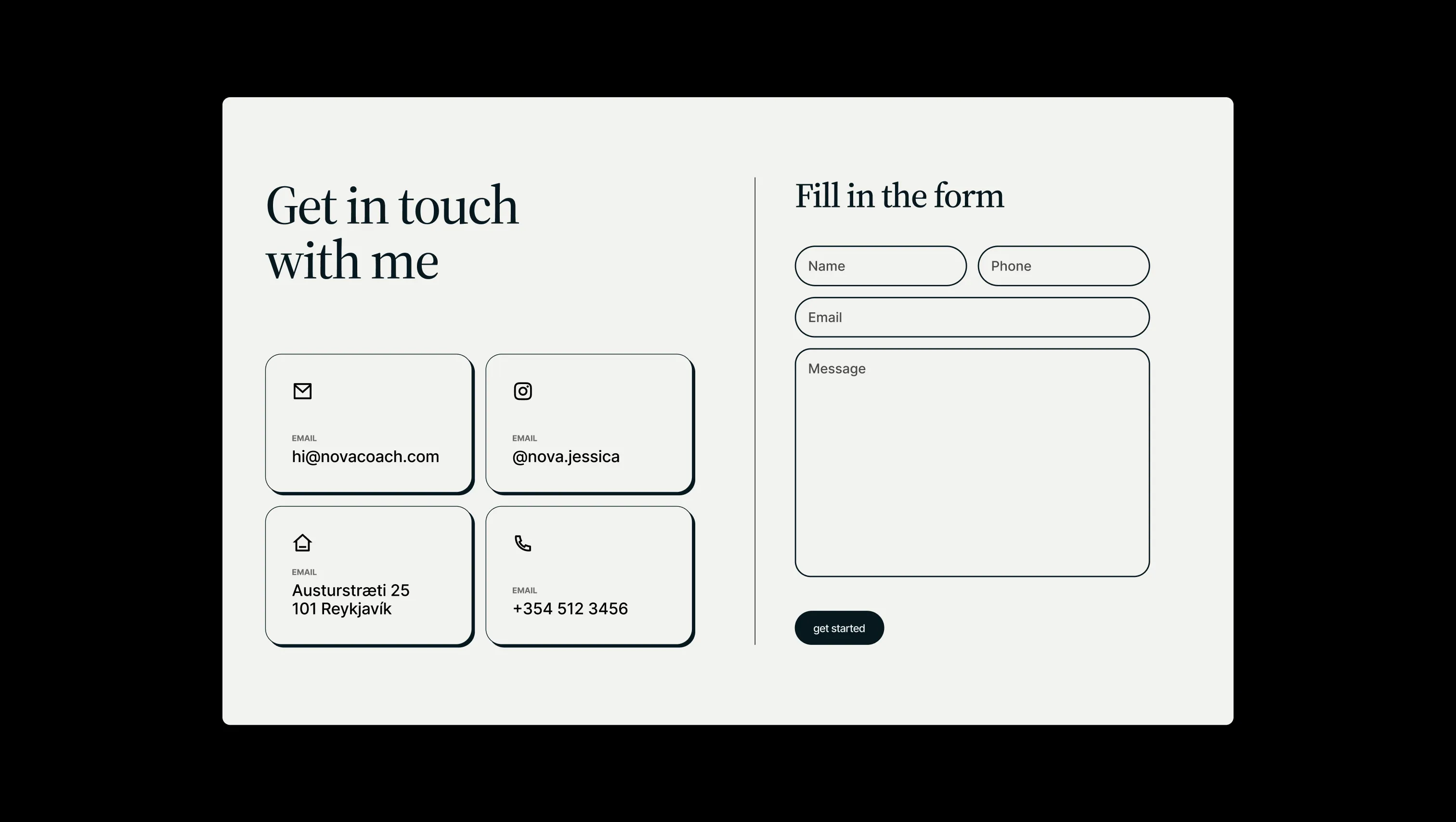 Contact Form with Info Cards