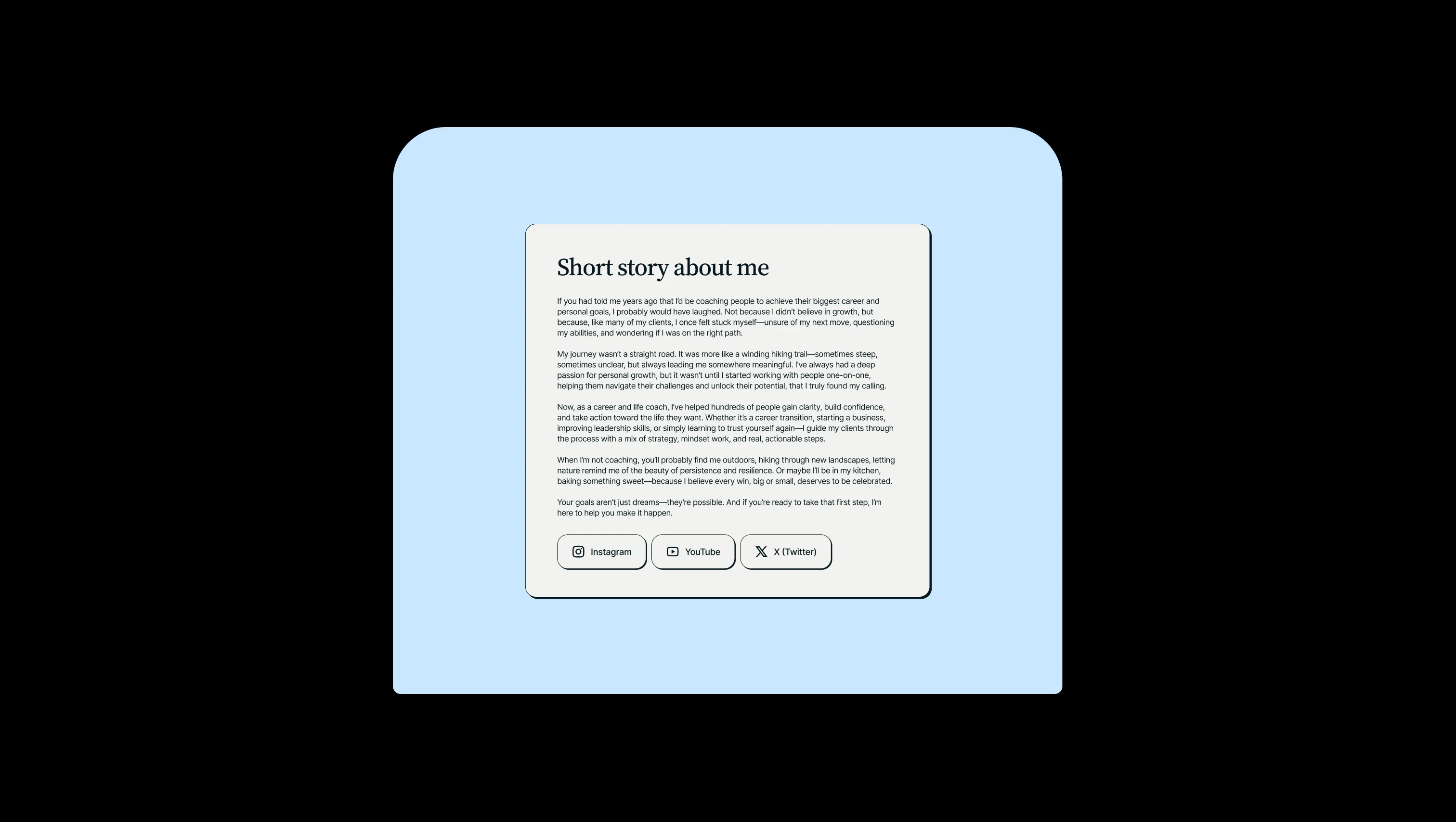 Personal Story Text Card