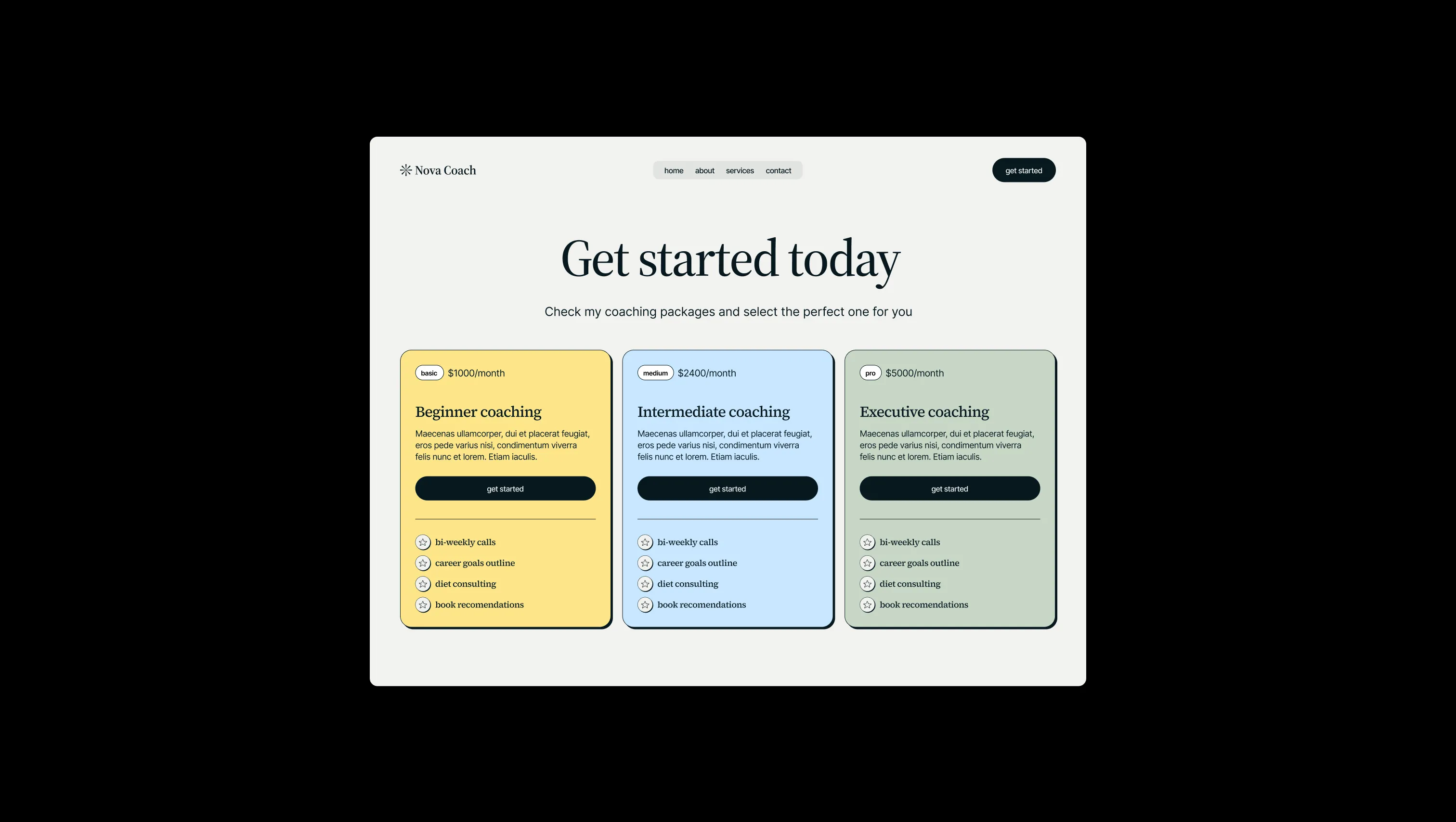 Three Column Pricing Cards