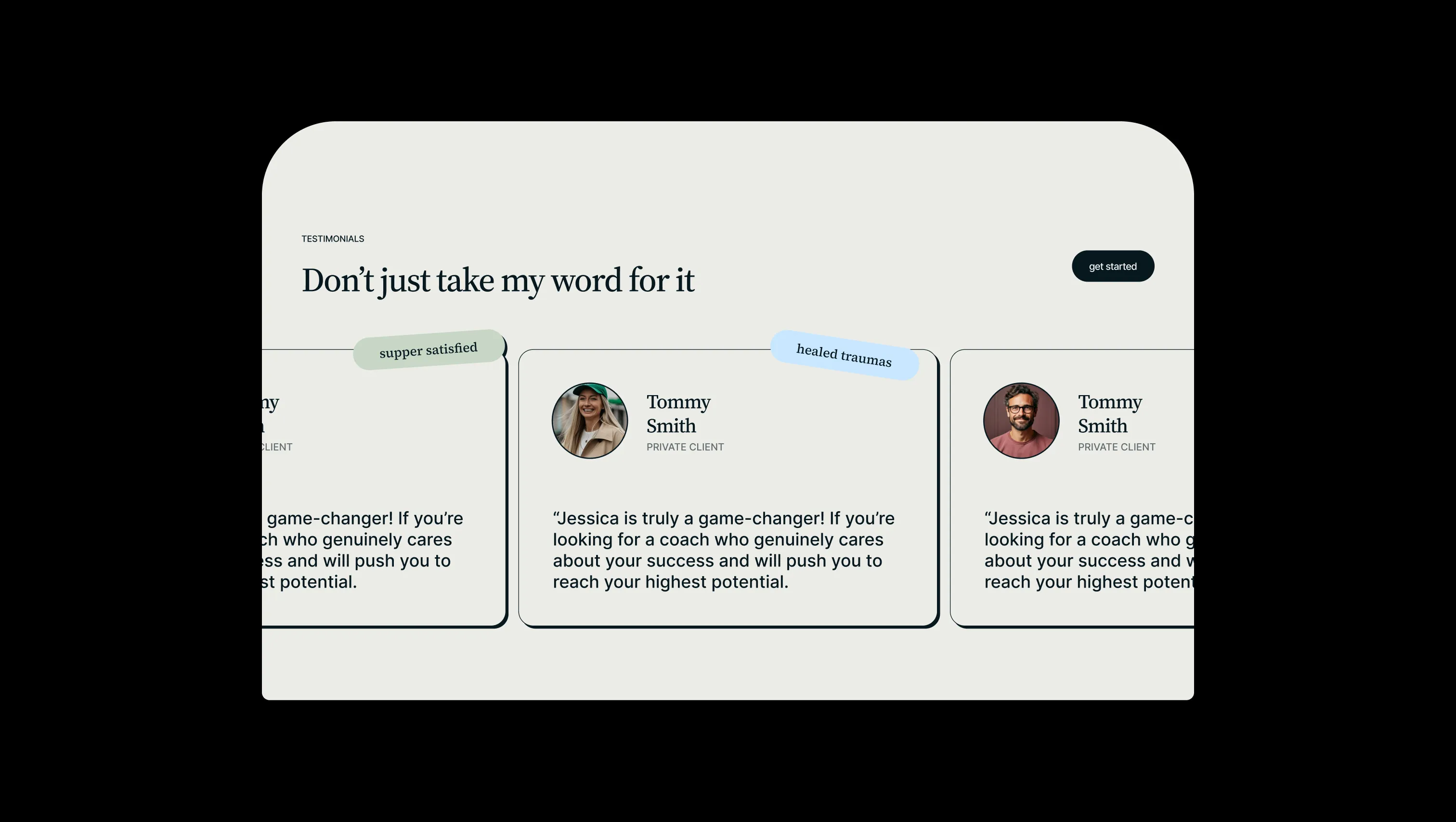 Testimonials Horizontal Marquee Section
