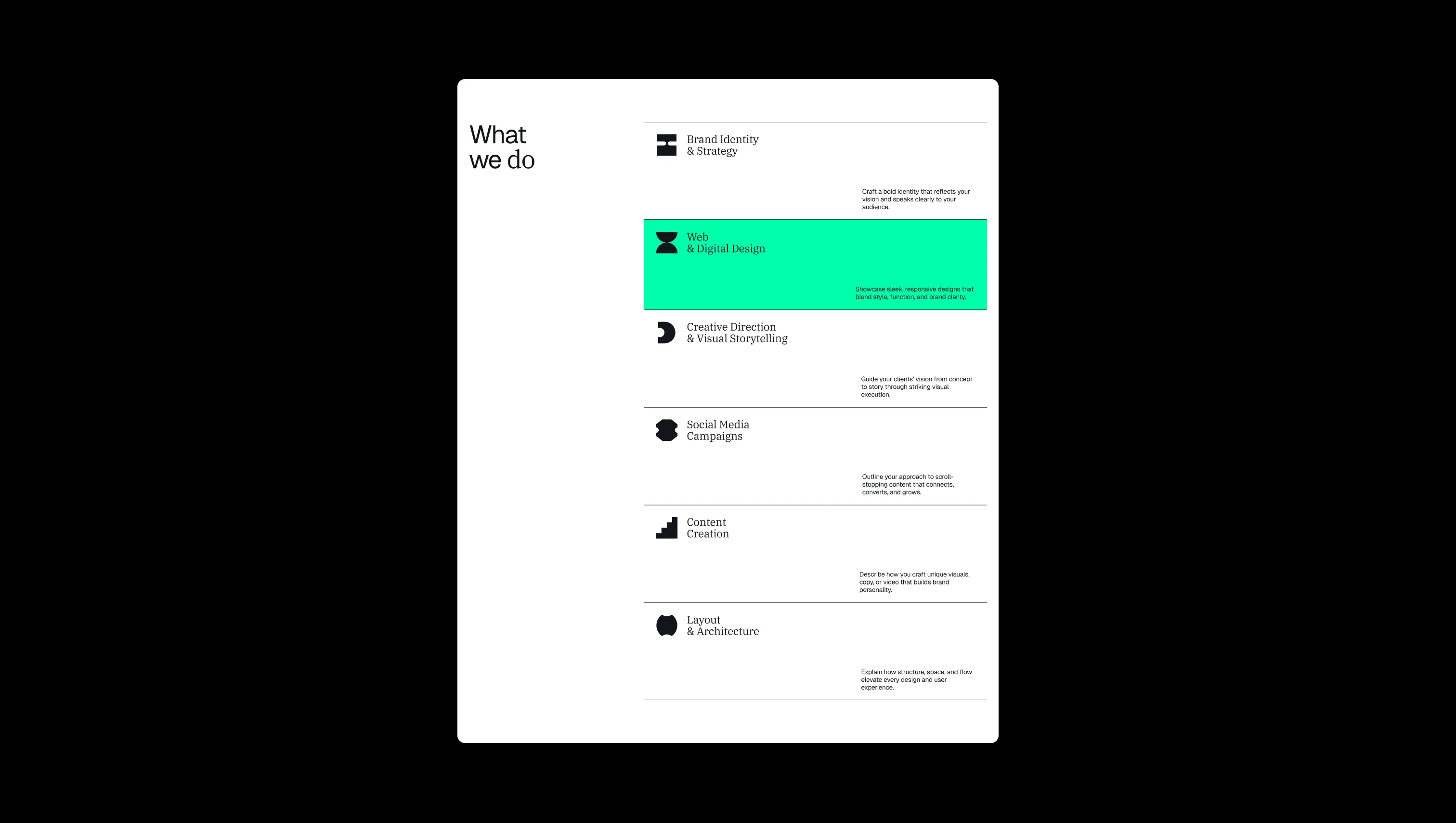 Services Grid with Sticky Header