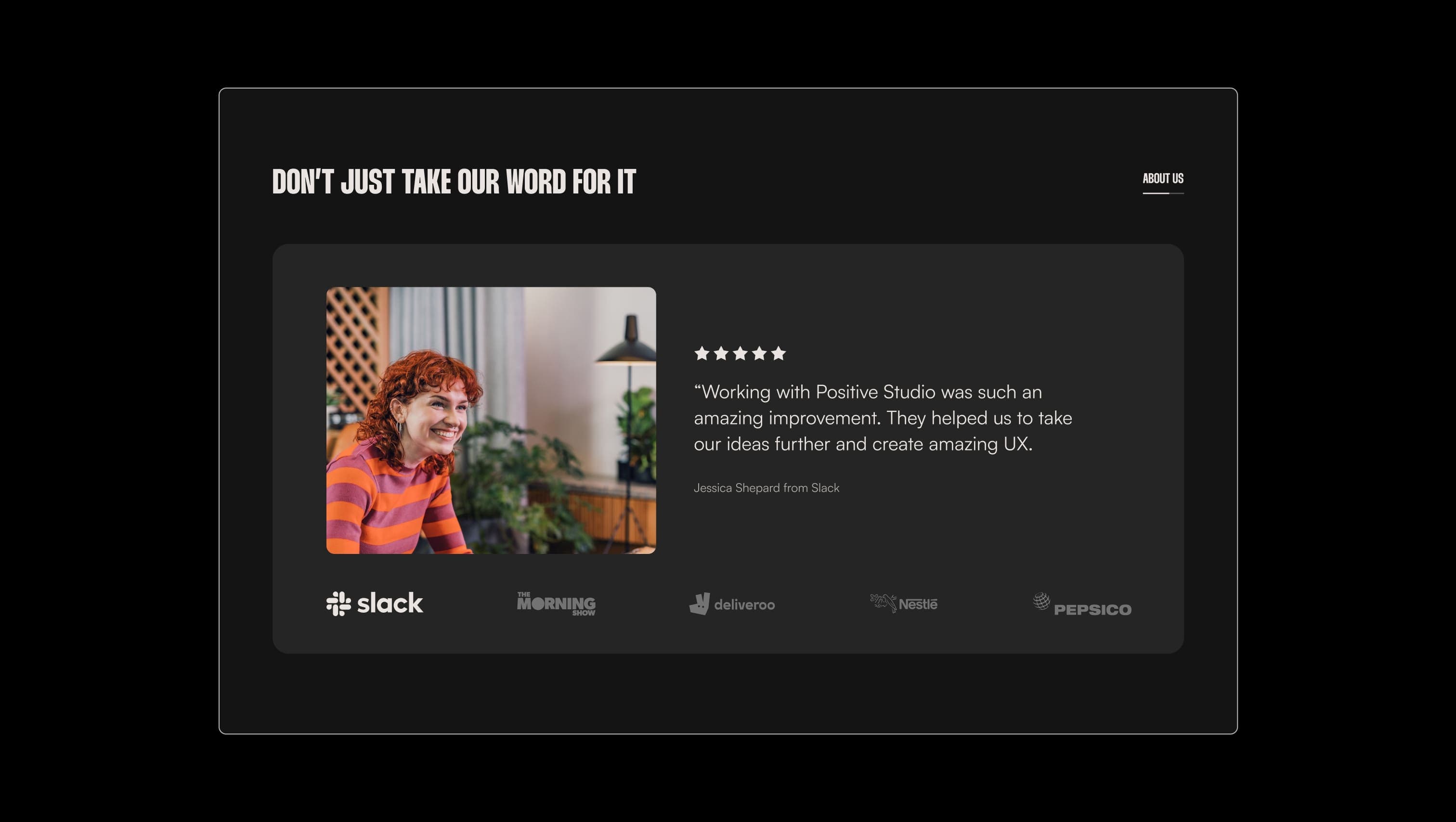 Testimonial Tabs with Image & Text