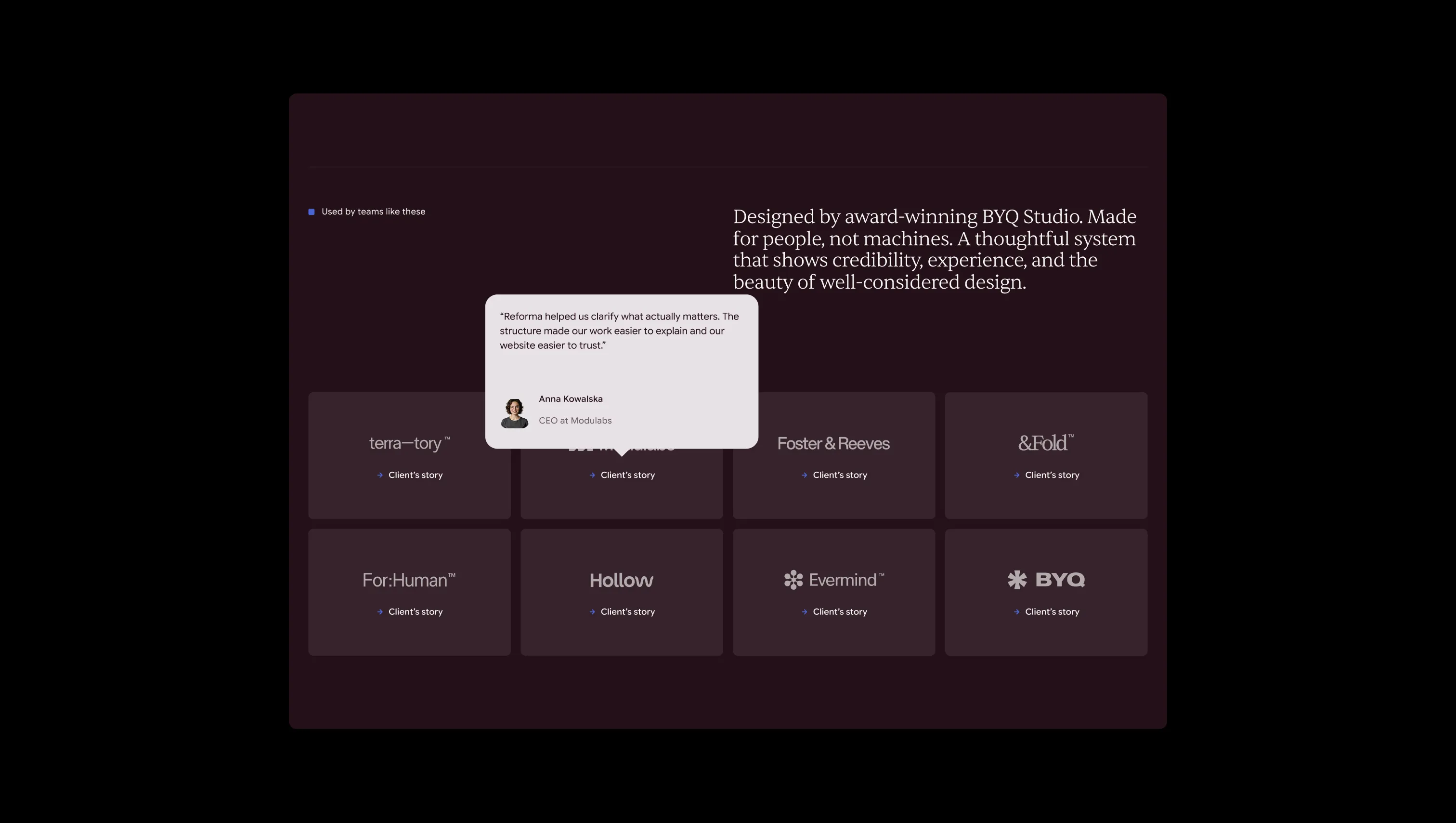 Client Logo Grid with Hover Testimonials
