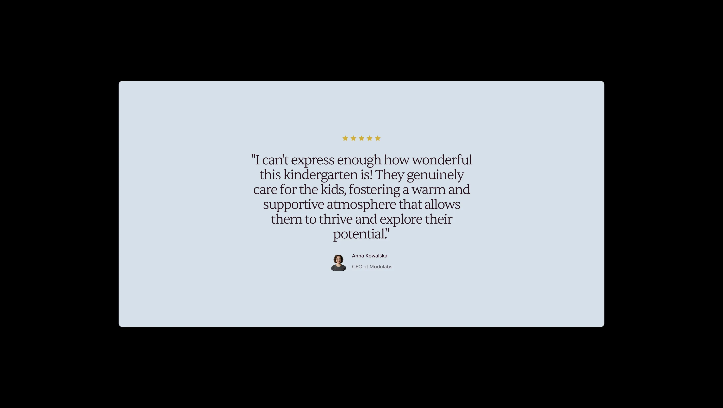 Centered Single Testimonial with Avatar