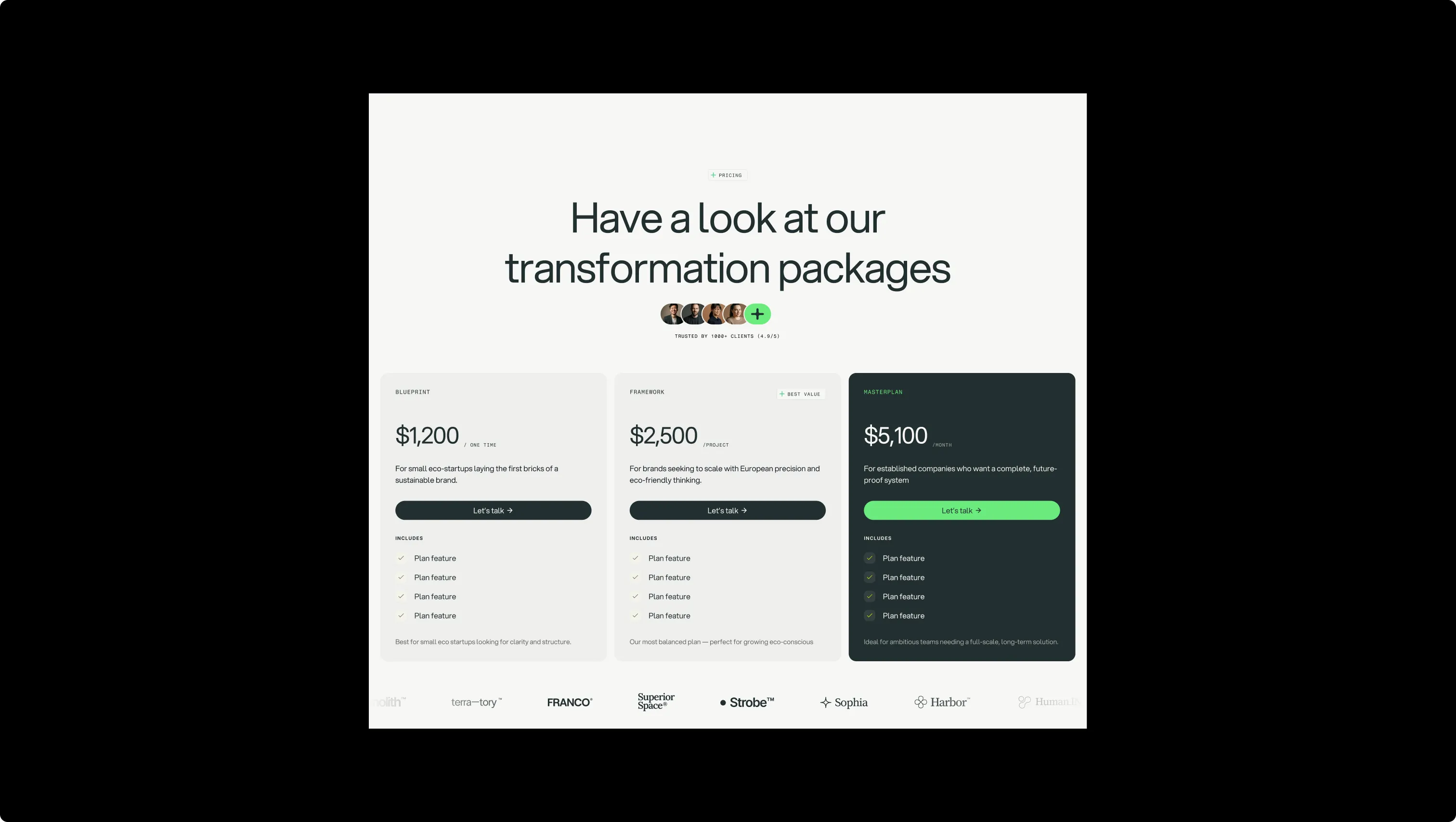 Pricing Cards with Marquee
