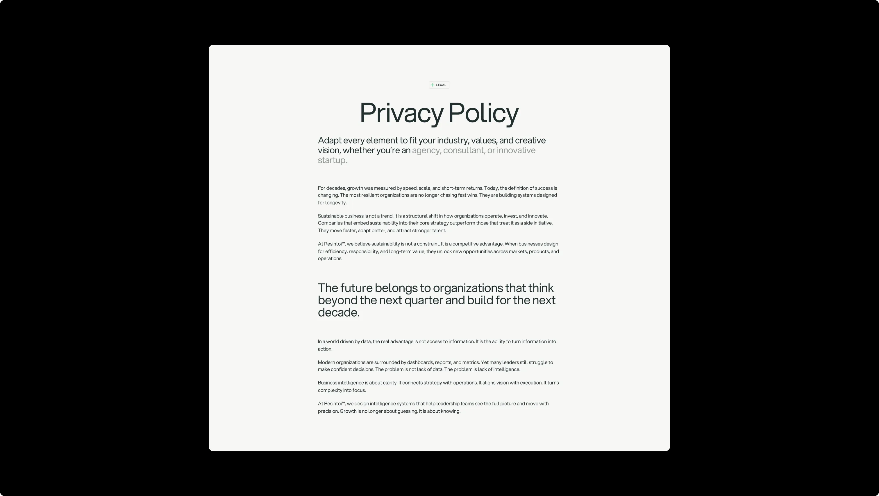 Legal Privacy Policy Page