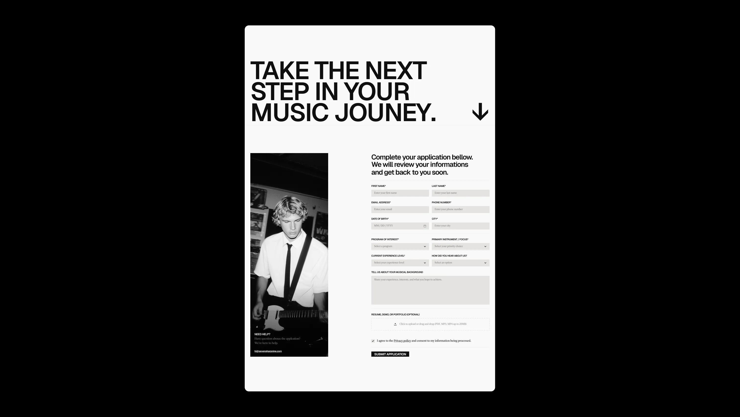 Application Form with Media Panel