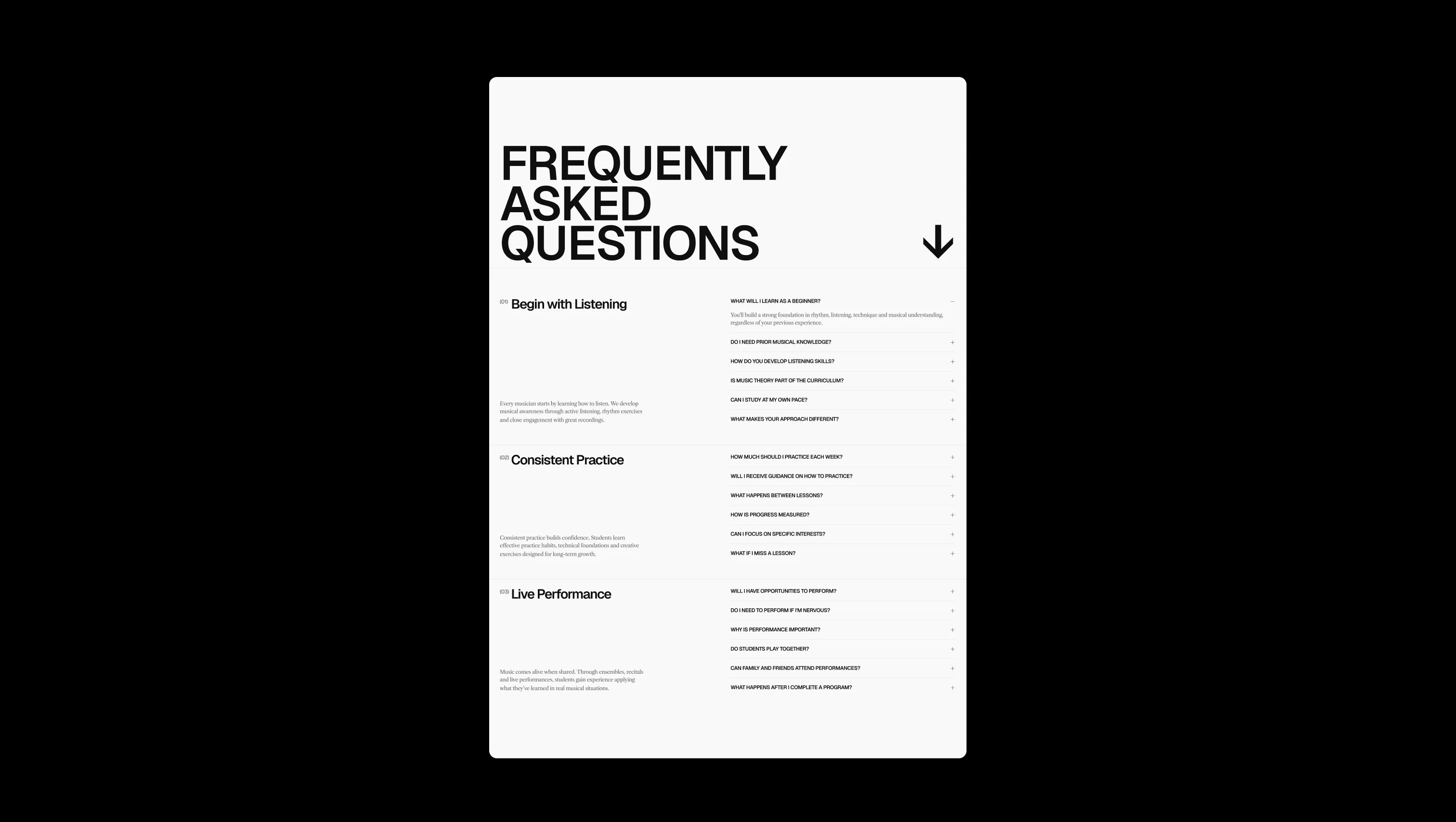 Grouped FAQ Accordion Sections