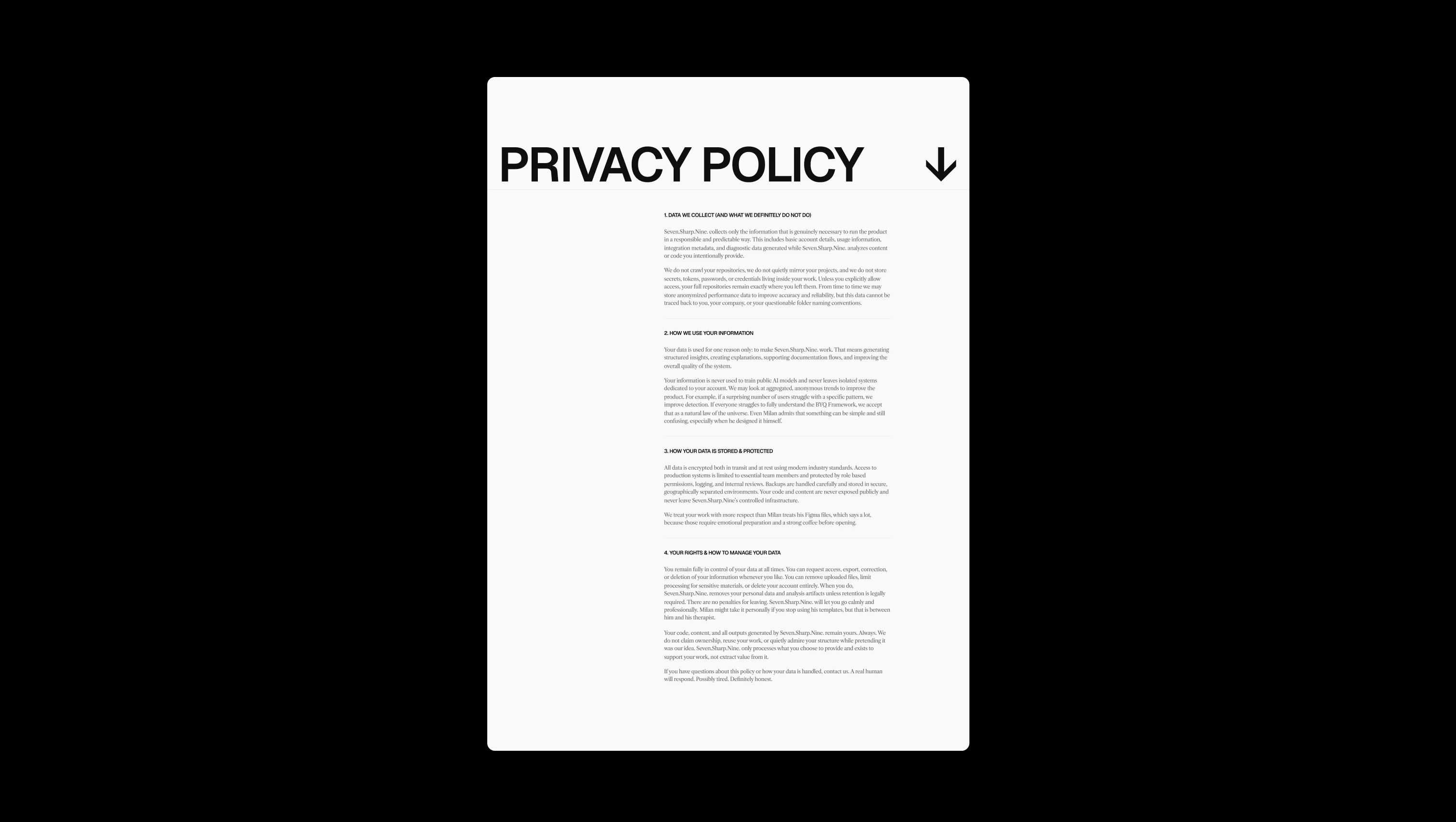 Privacy Policy Legal Content Page