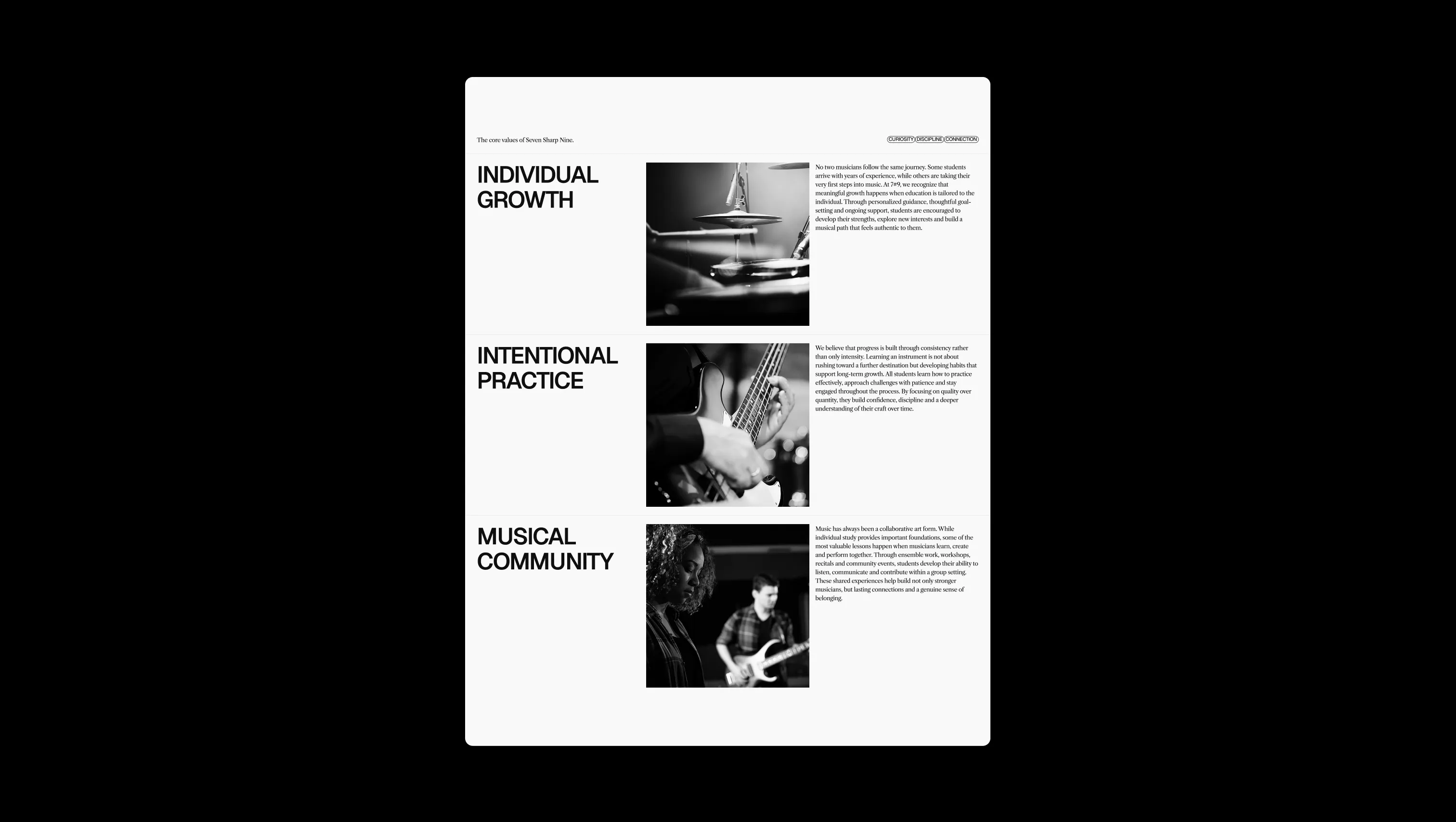 Core Values Feature List Section