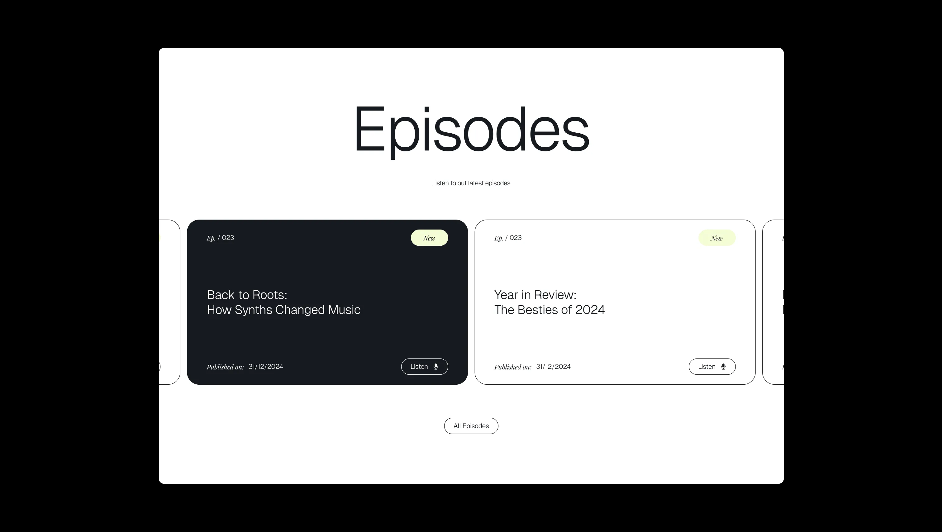 Episode Slider with Cards