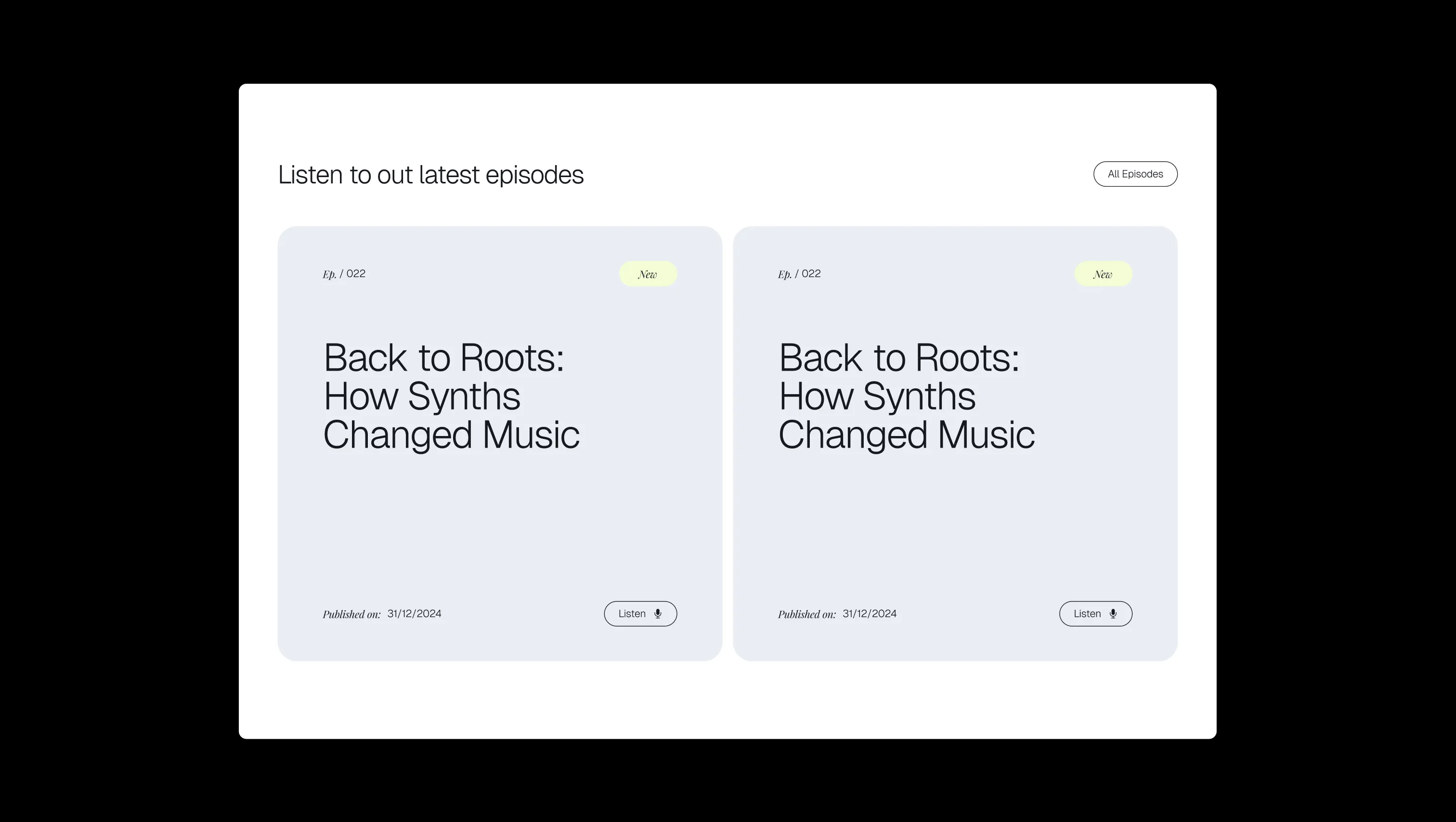 Podcast Episodes Grid Layout