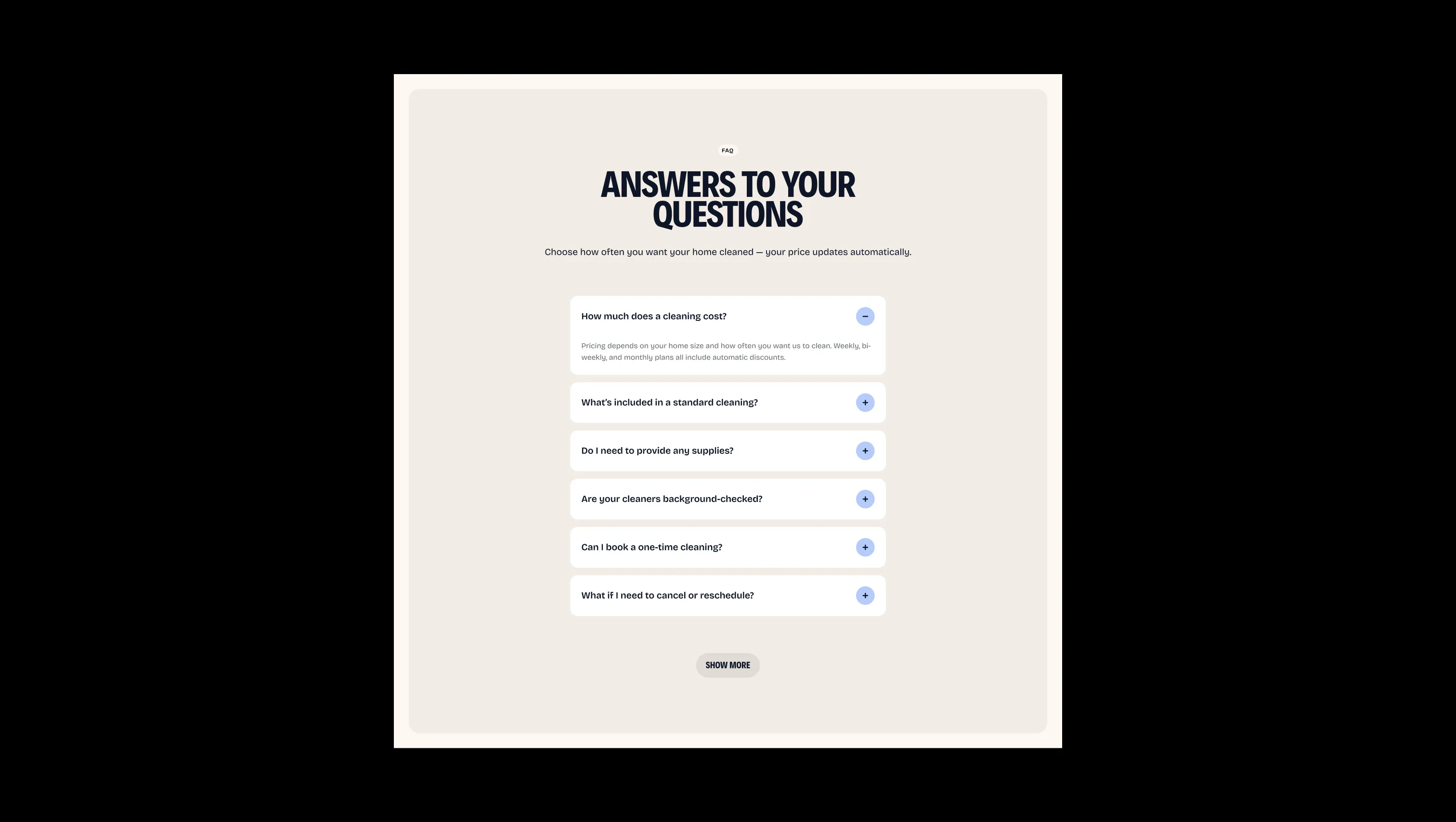 FAQ Accordion Section