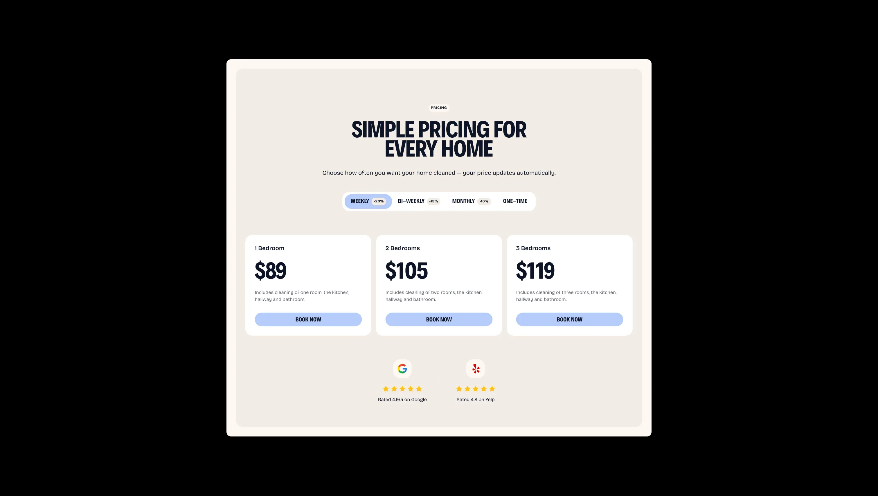 Tabbed Pricing Section
