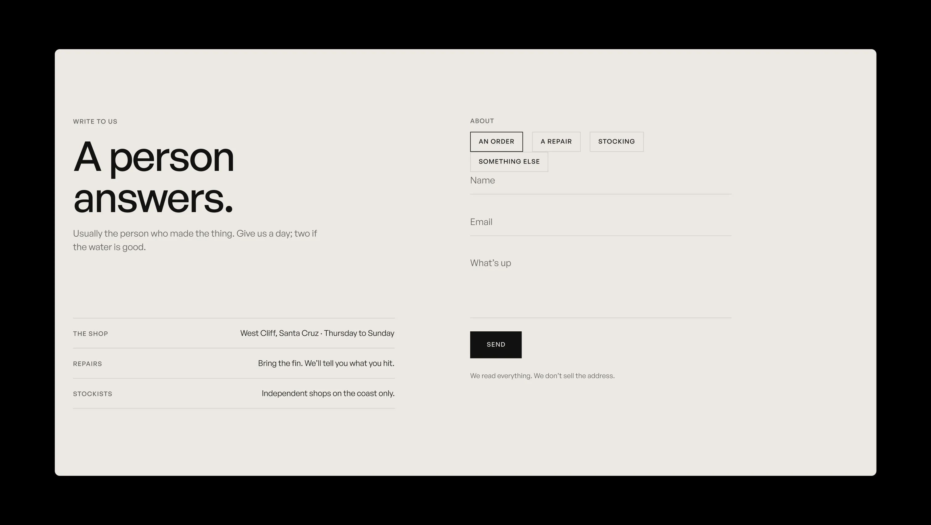 Two Column Contact Form Layout