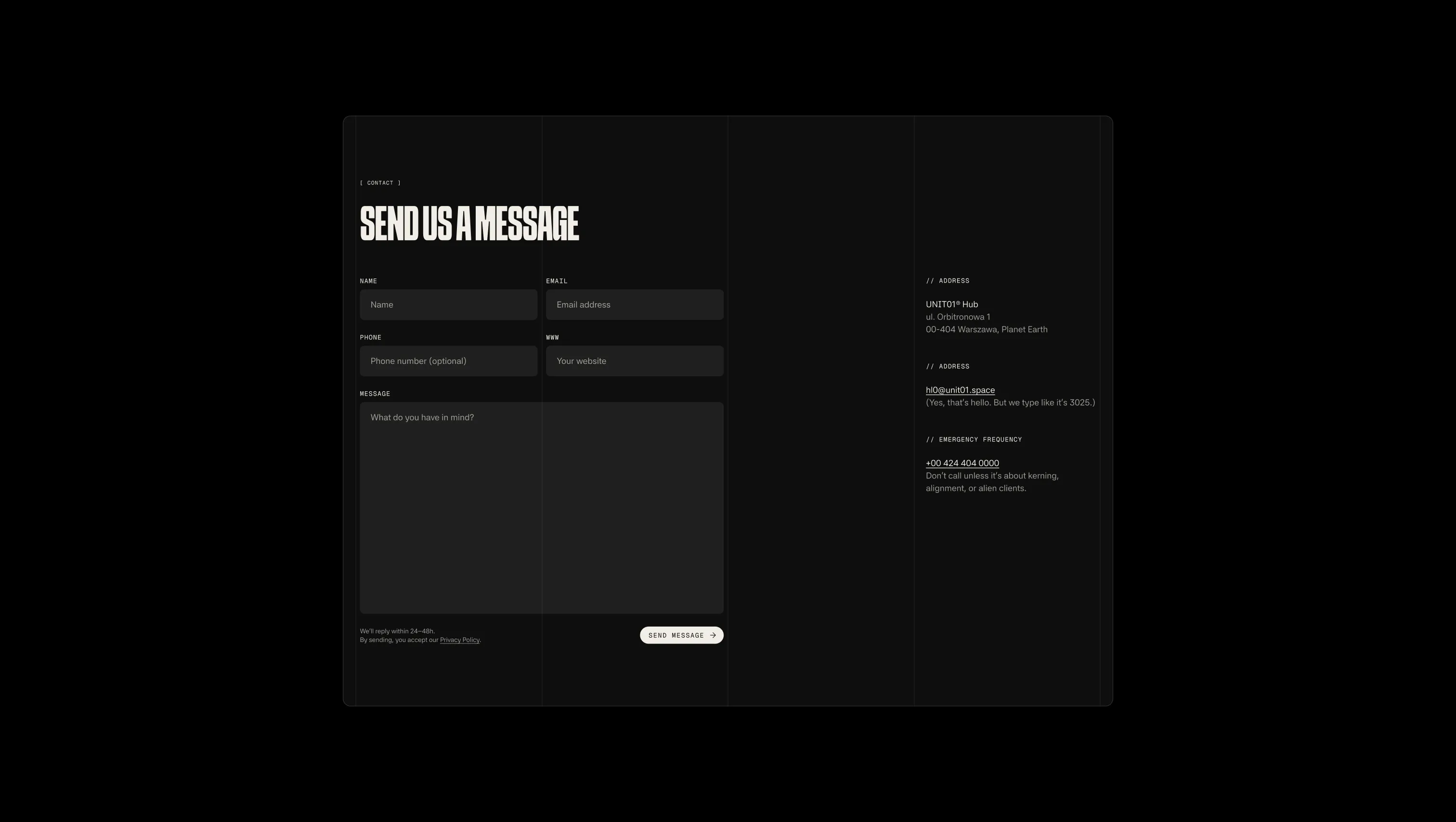 Contact Form with Info Panel