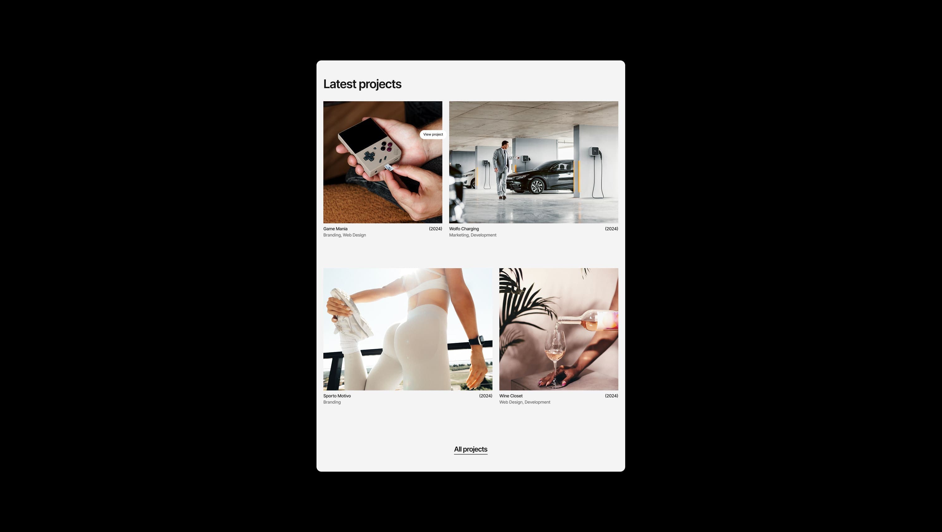 Portfolio Grid with Hover Overlays