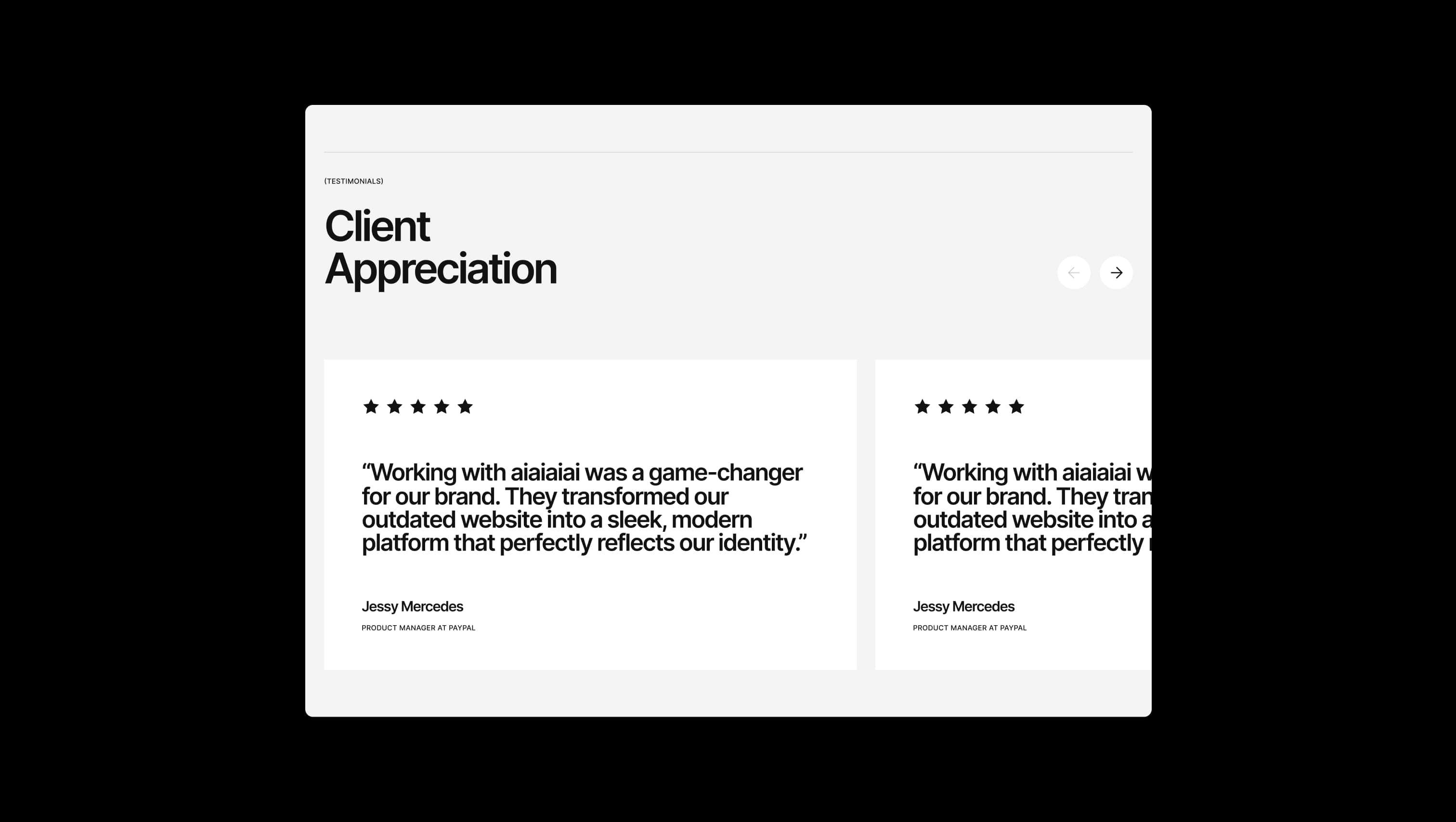 Client Testimonials Slider Section