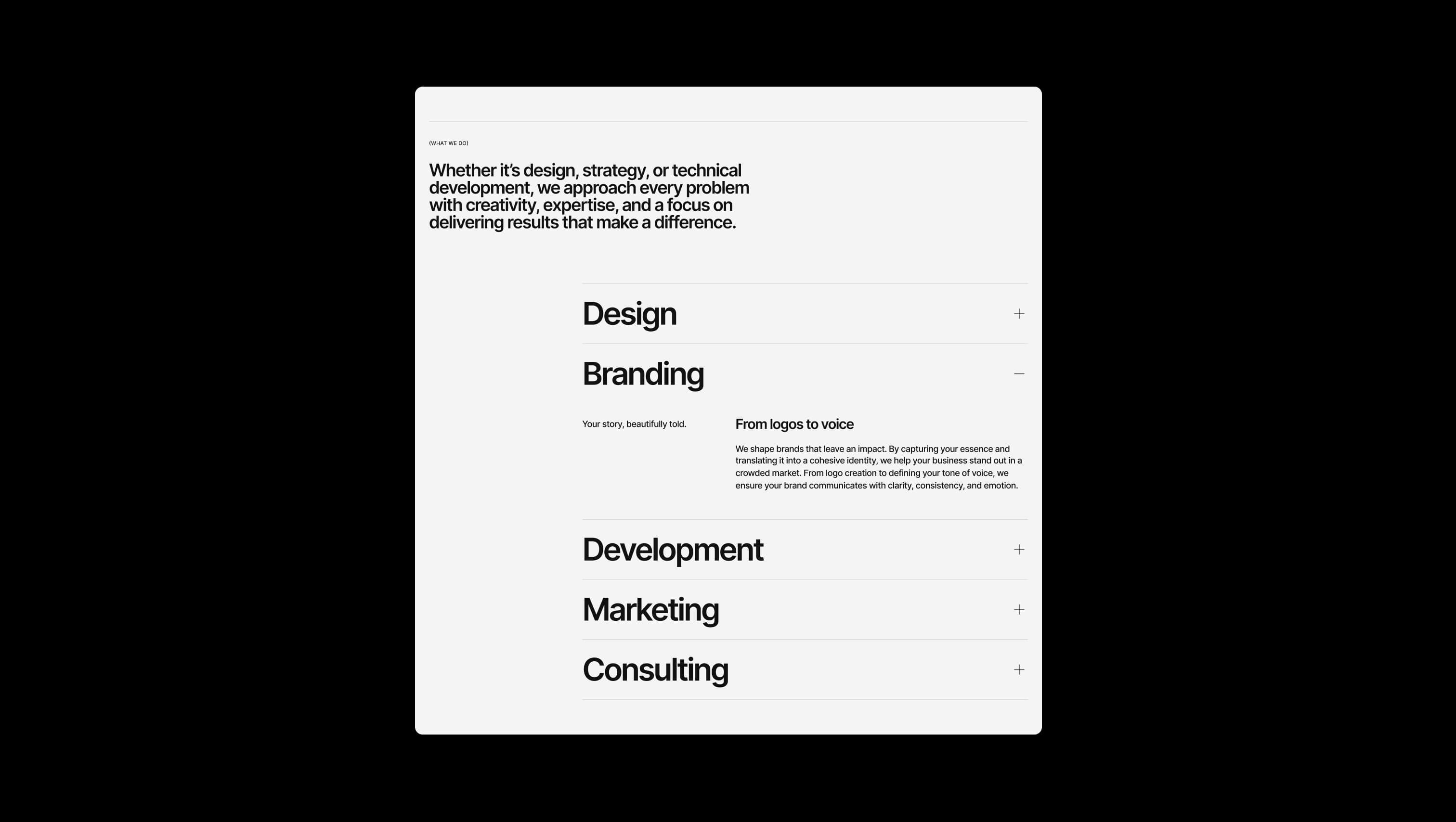 Interactive Services Accordion List