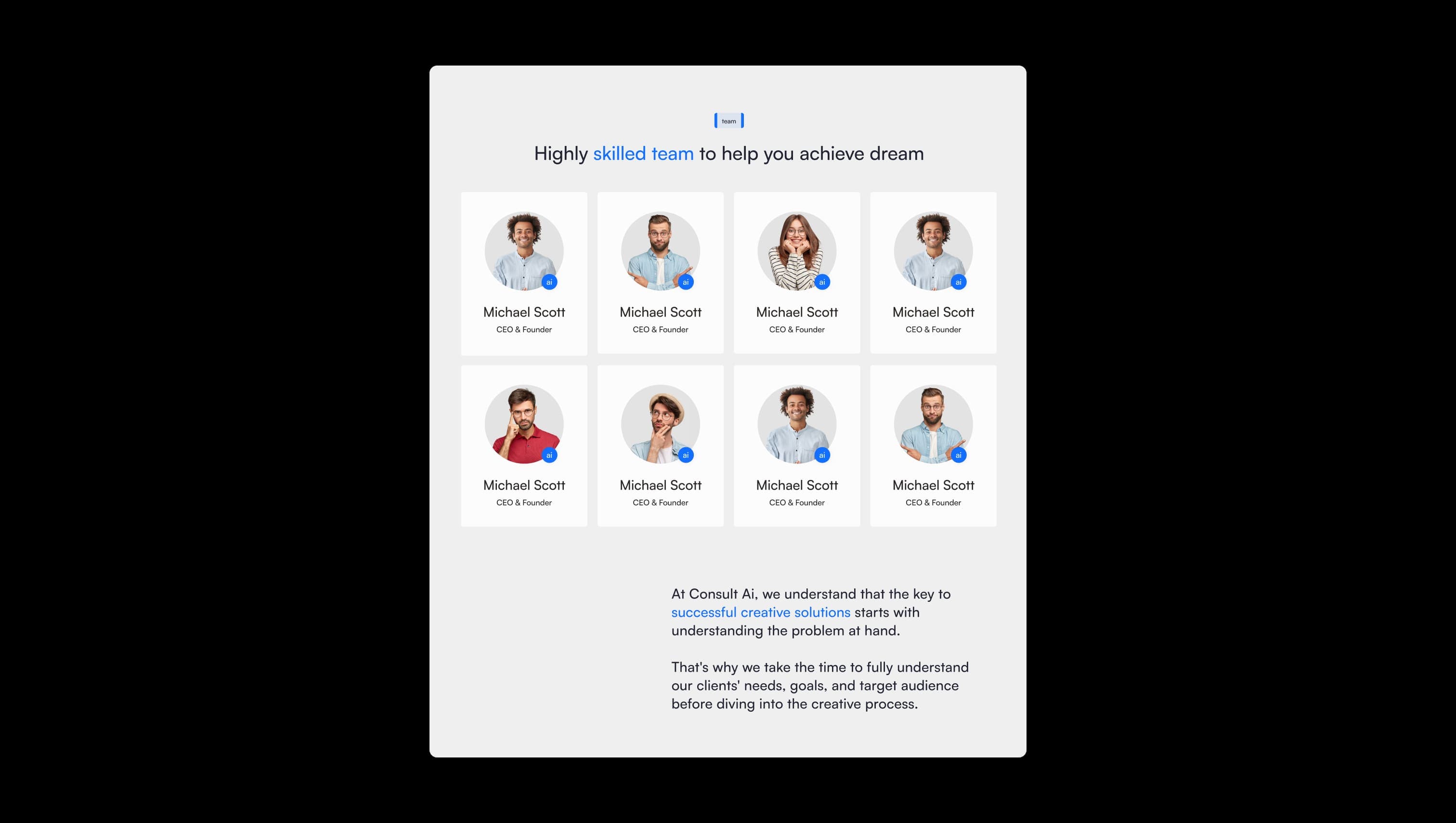 Team Grid with Bio