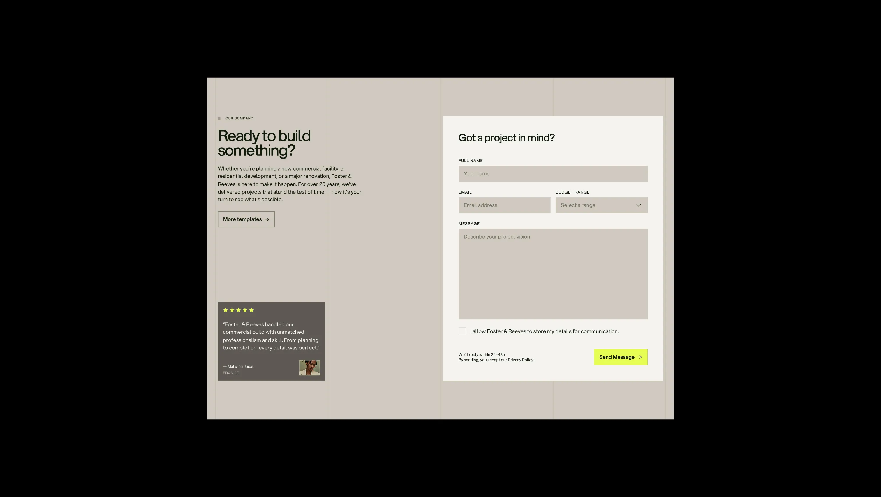 Two Column Contact Form