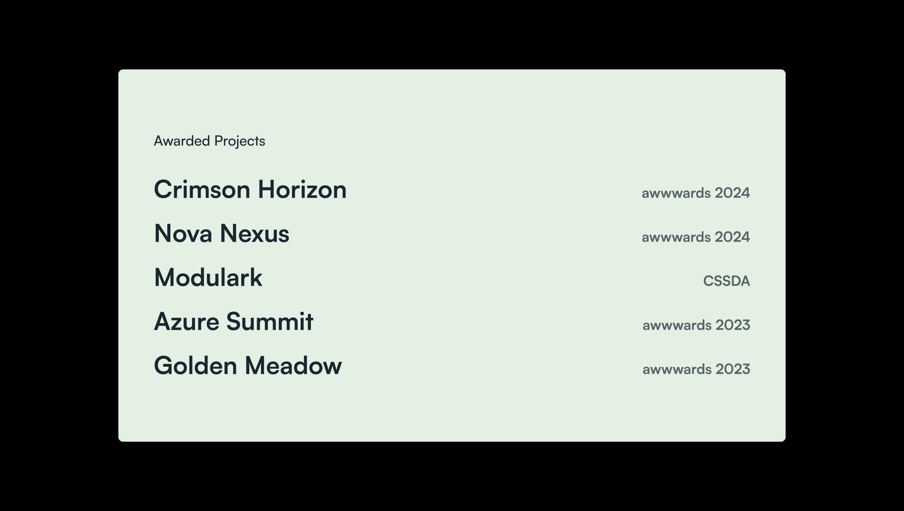 Awards List Section