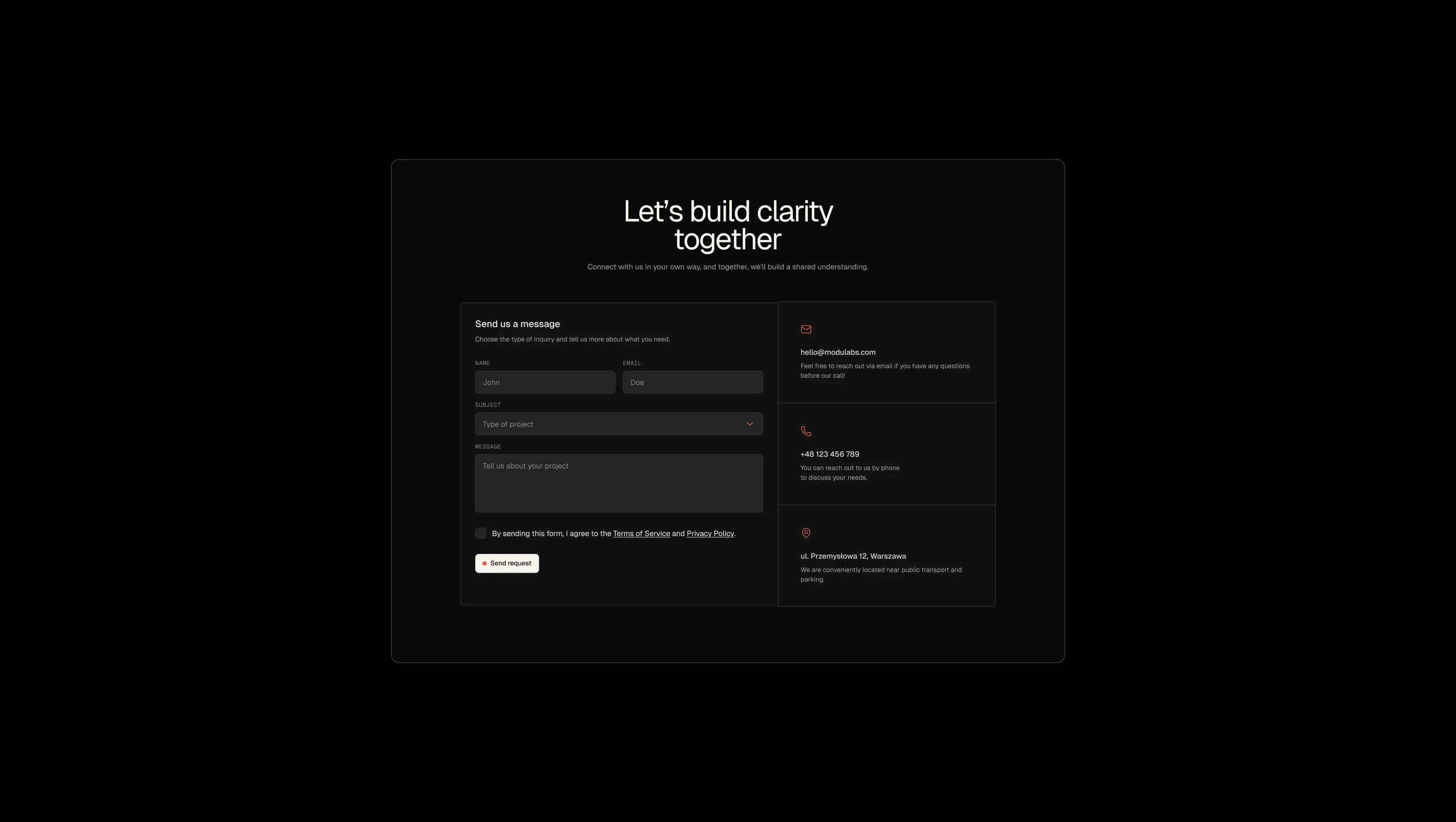 Contact Form With Contact Cards