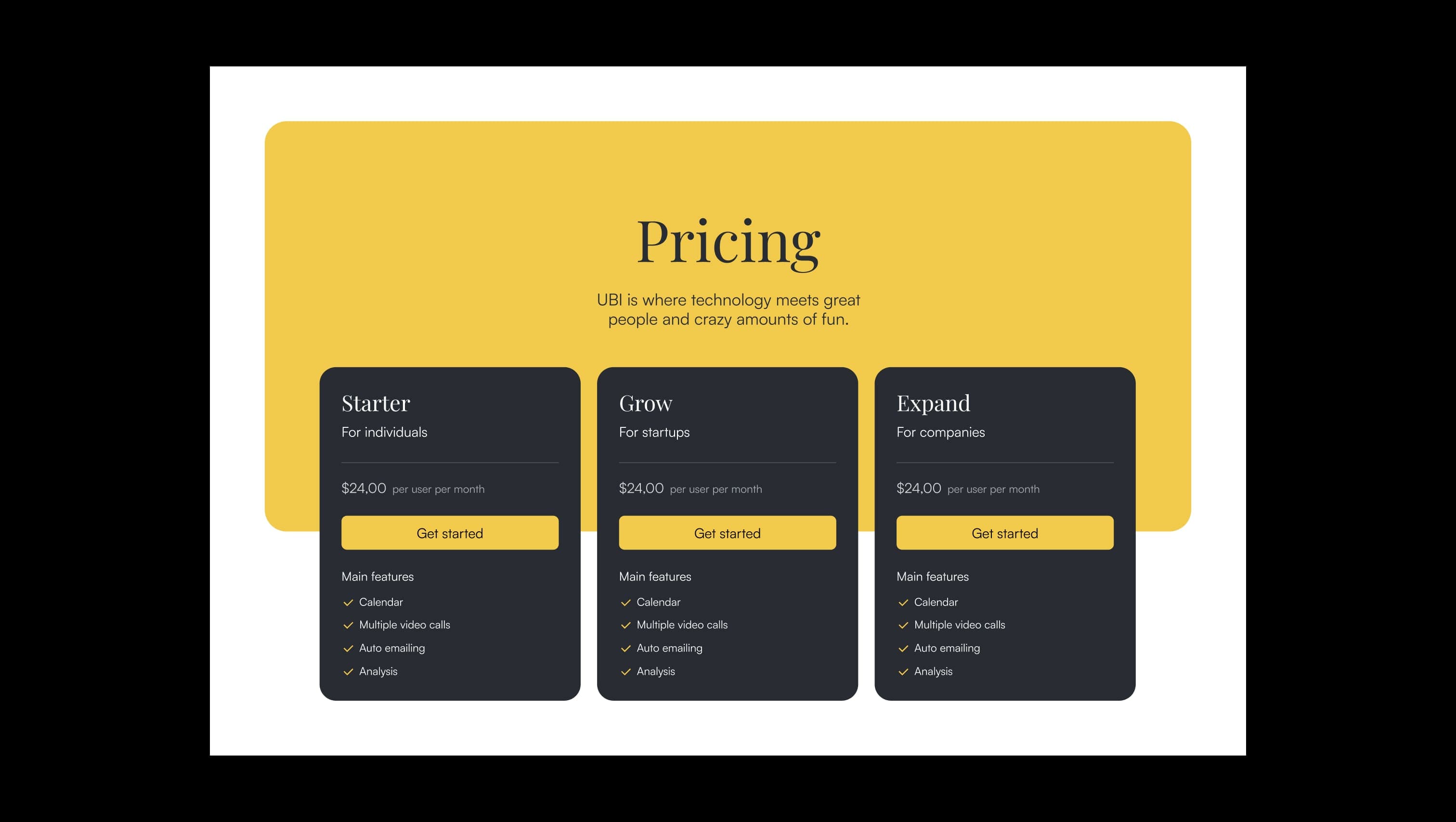 Pricing Three Columns