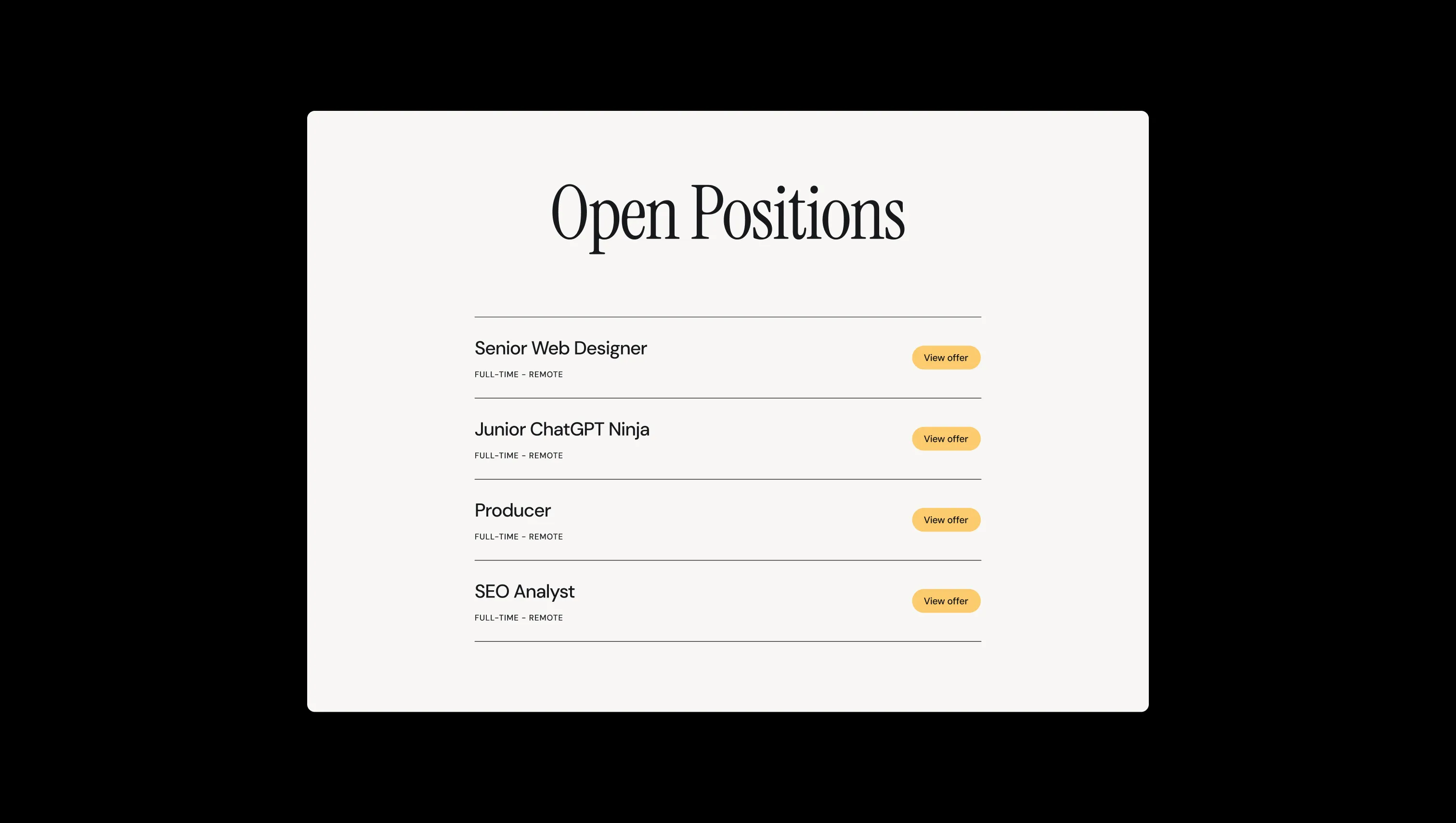 Career Listings Section