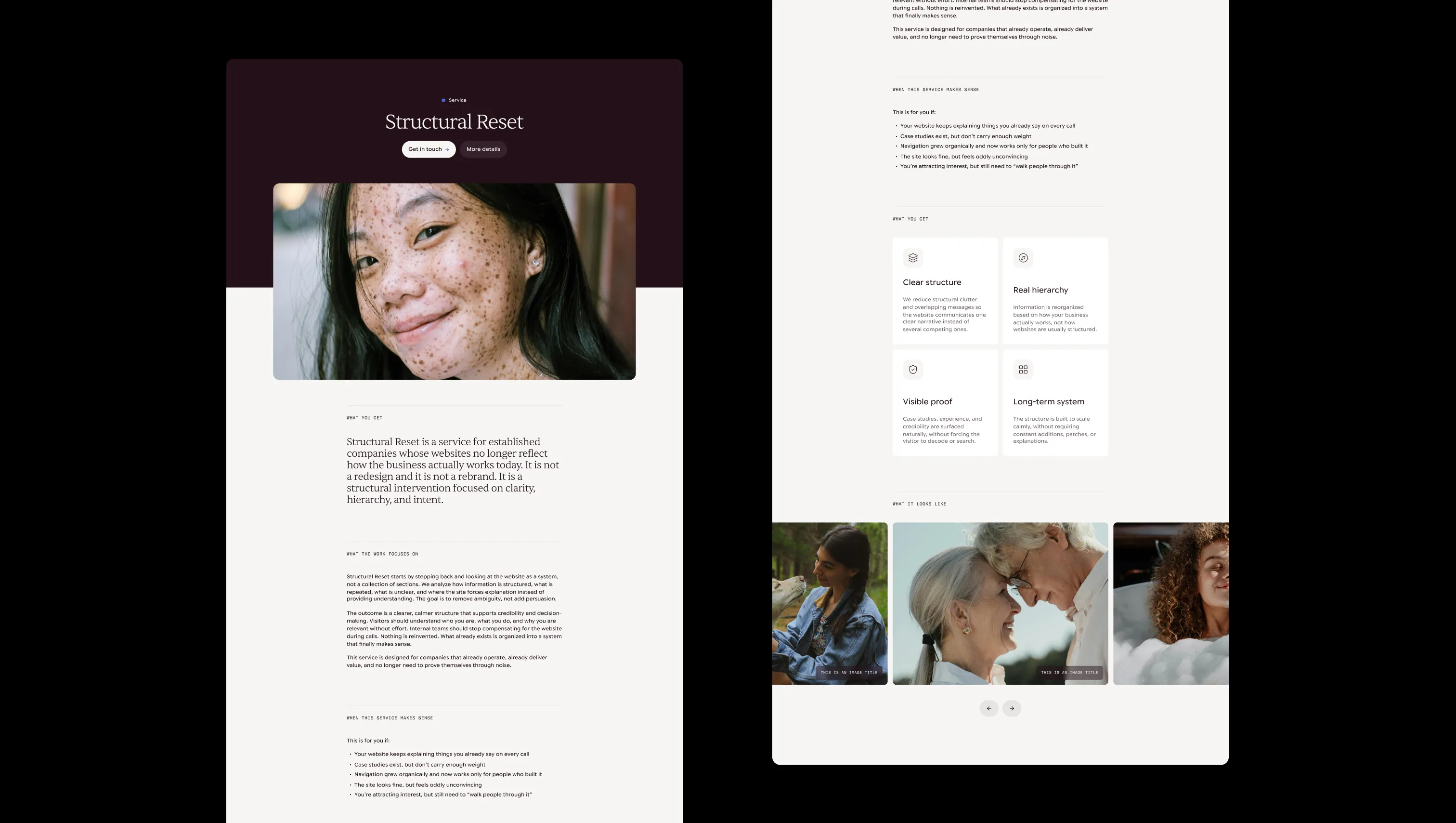 Service Page with Form and Gallery