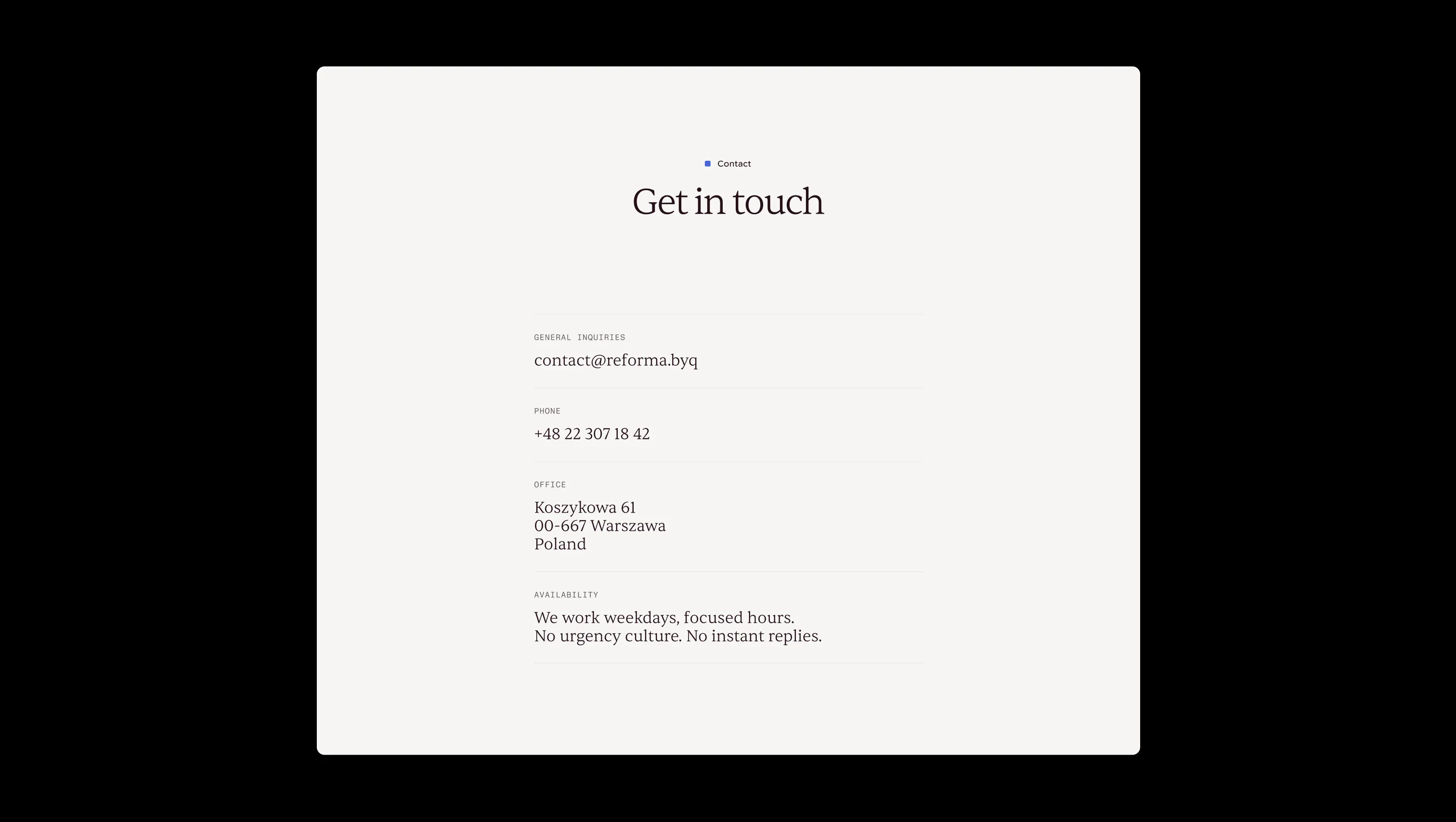 Contact Info List with Scroll Animations